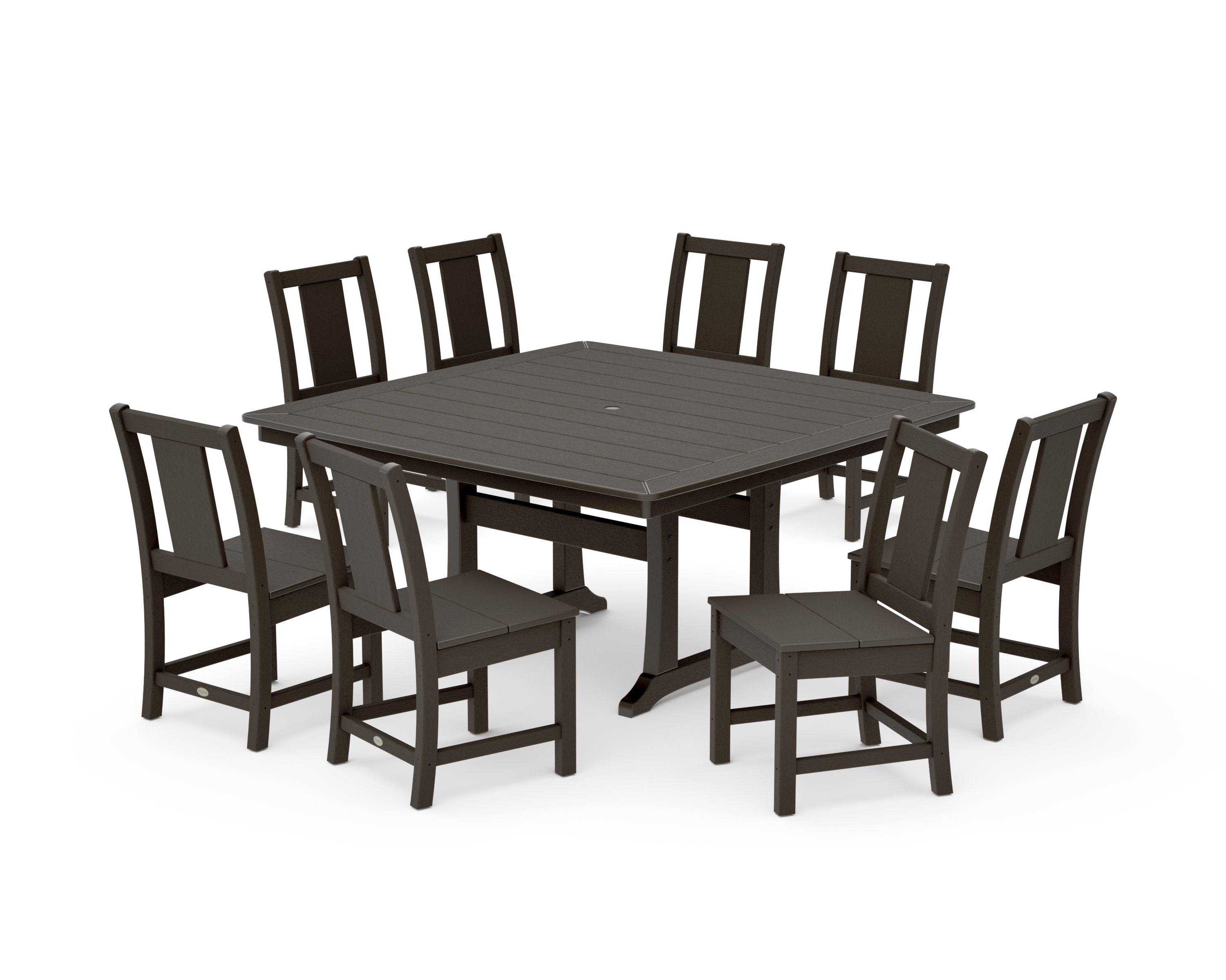 Prairie Side Chair 9-Piece Square Dining Set with Trestle Legs in Vintage Coffee