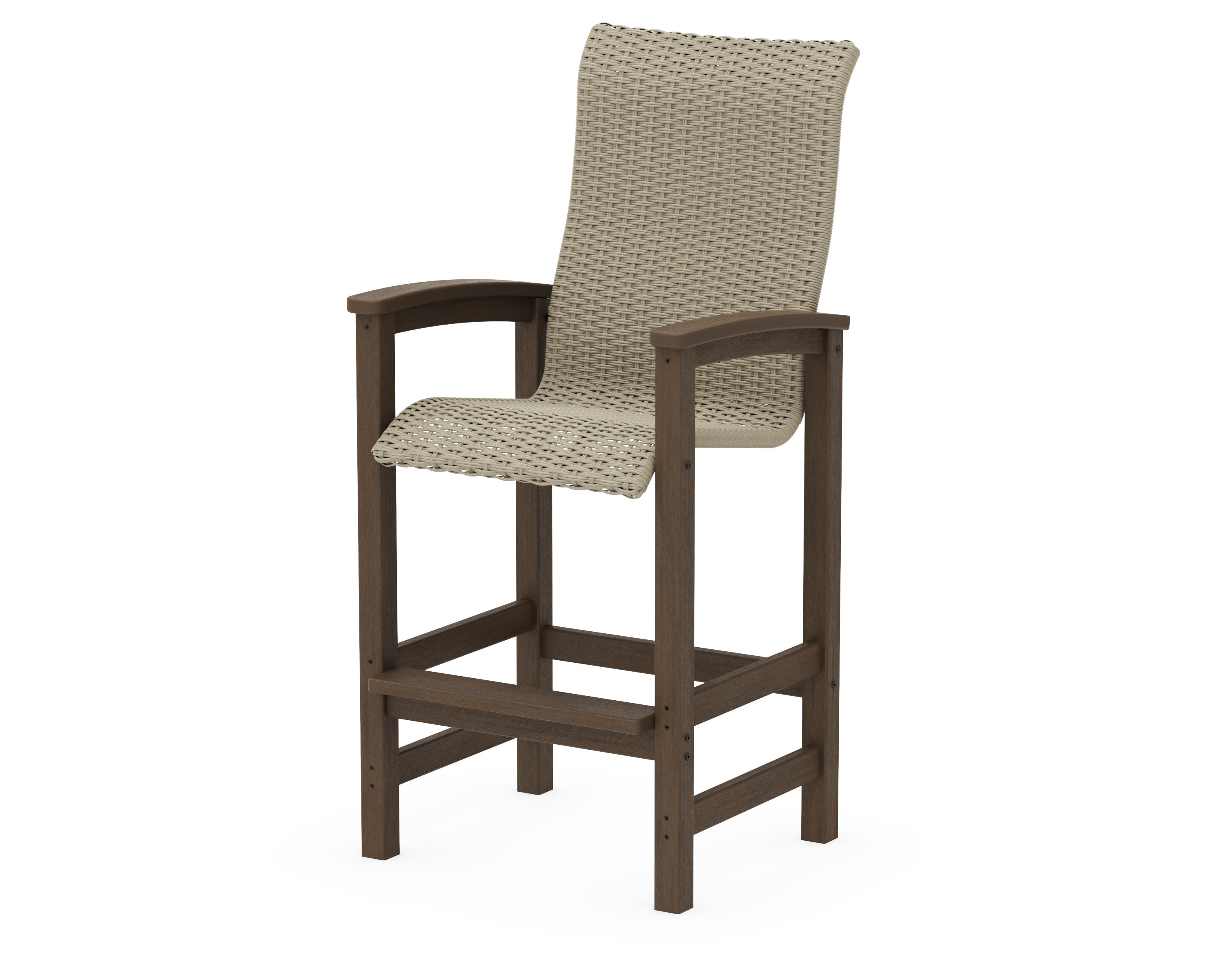 Coastal Woven High-Back Bar Chair in Kona / Dune Grass