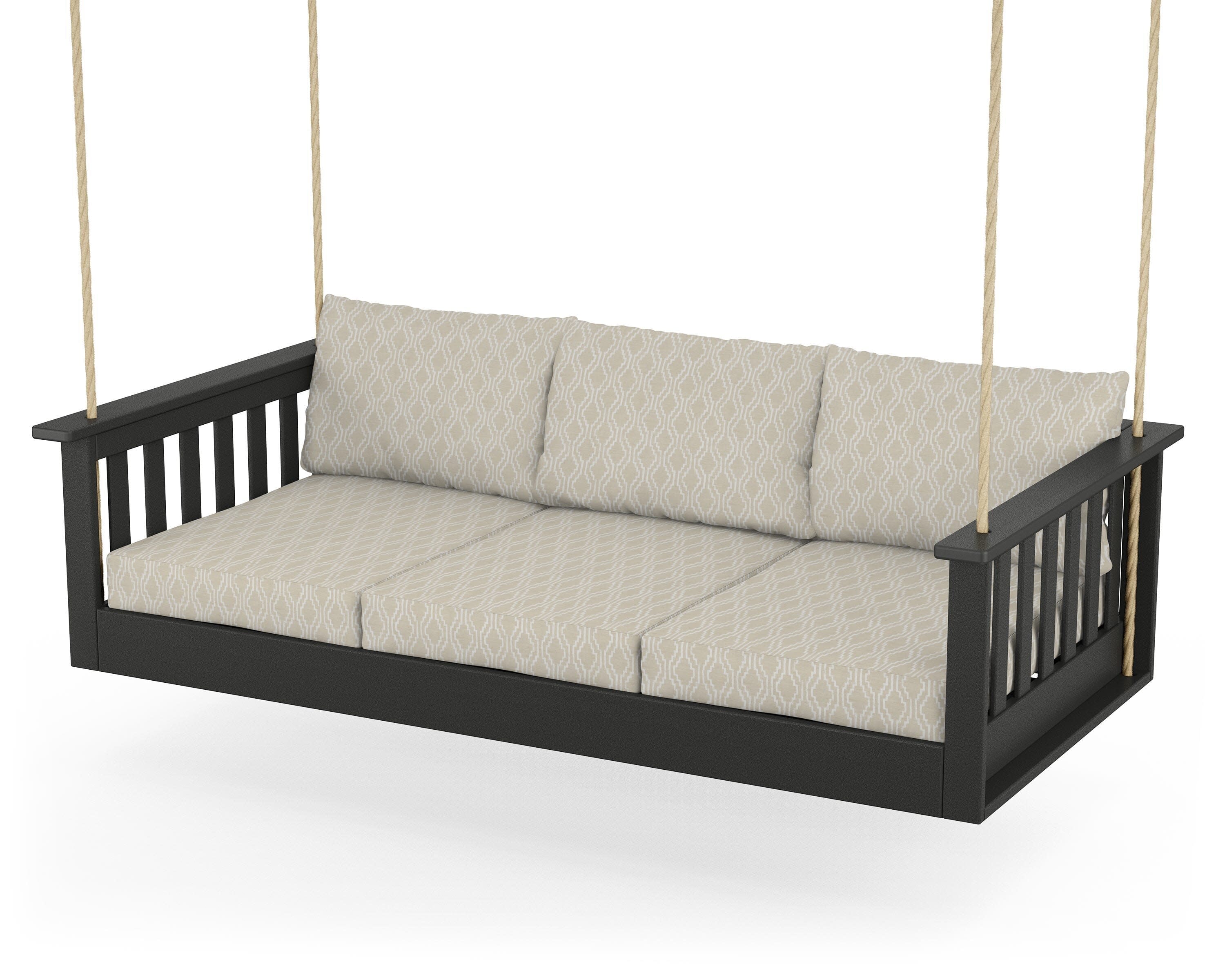 Vineyard Daybed Swing in Black / Solve Linen