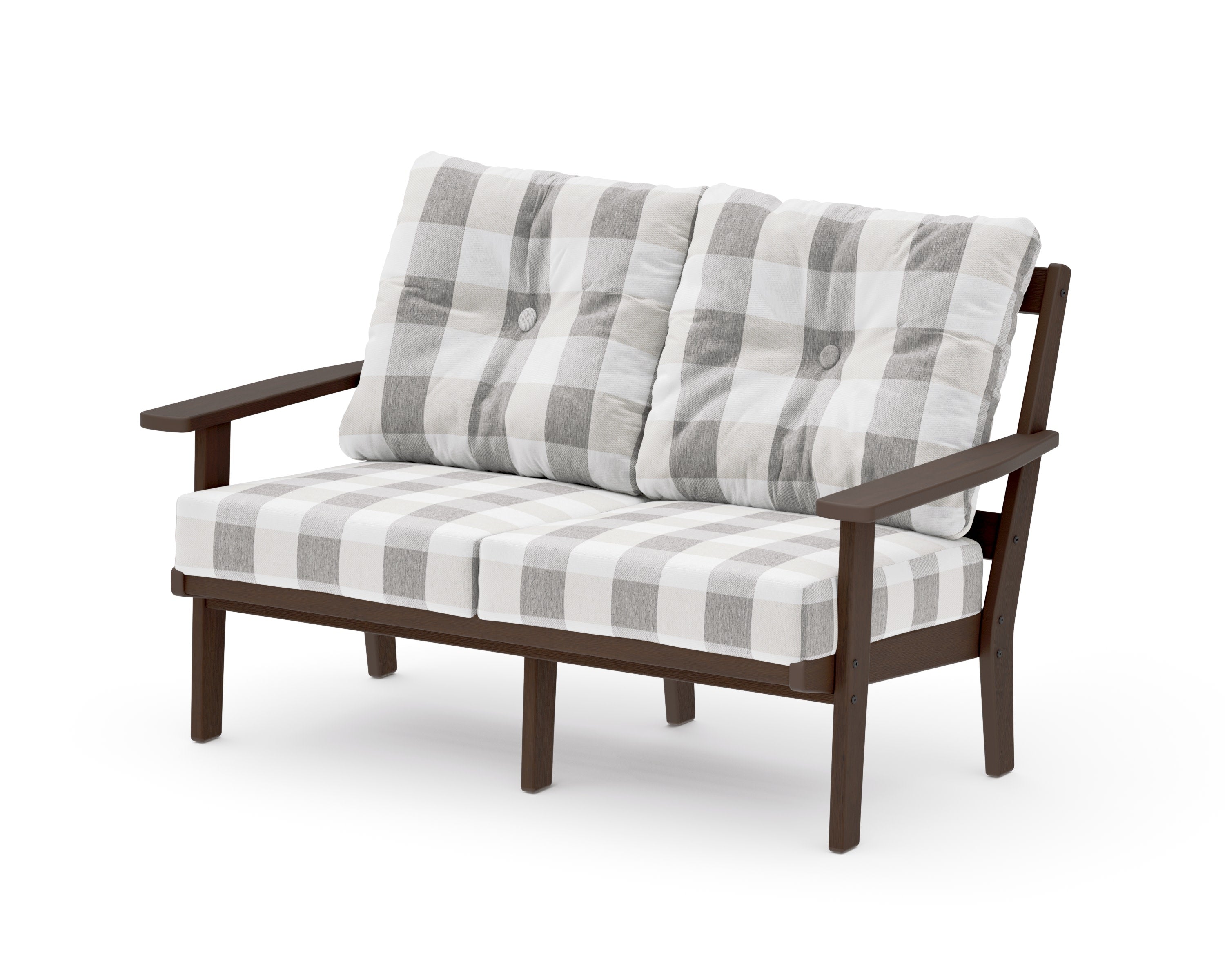 Oxford Deep SeatingLoveseat in Kona / Buffalo Plaid Grey Mist