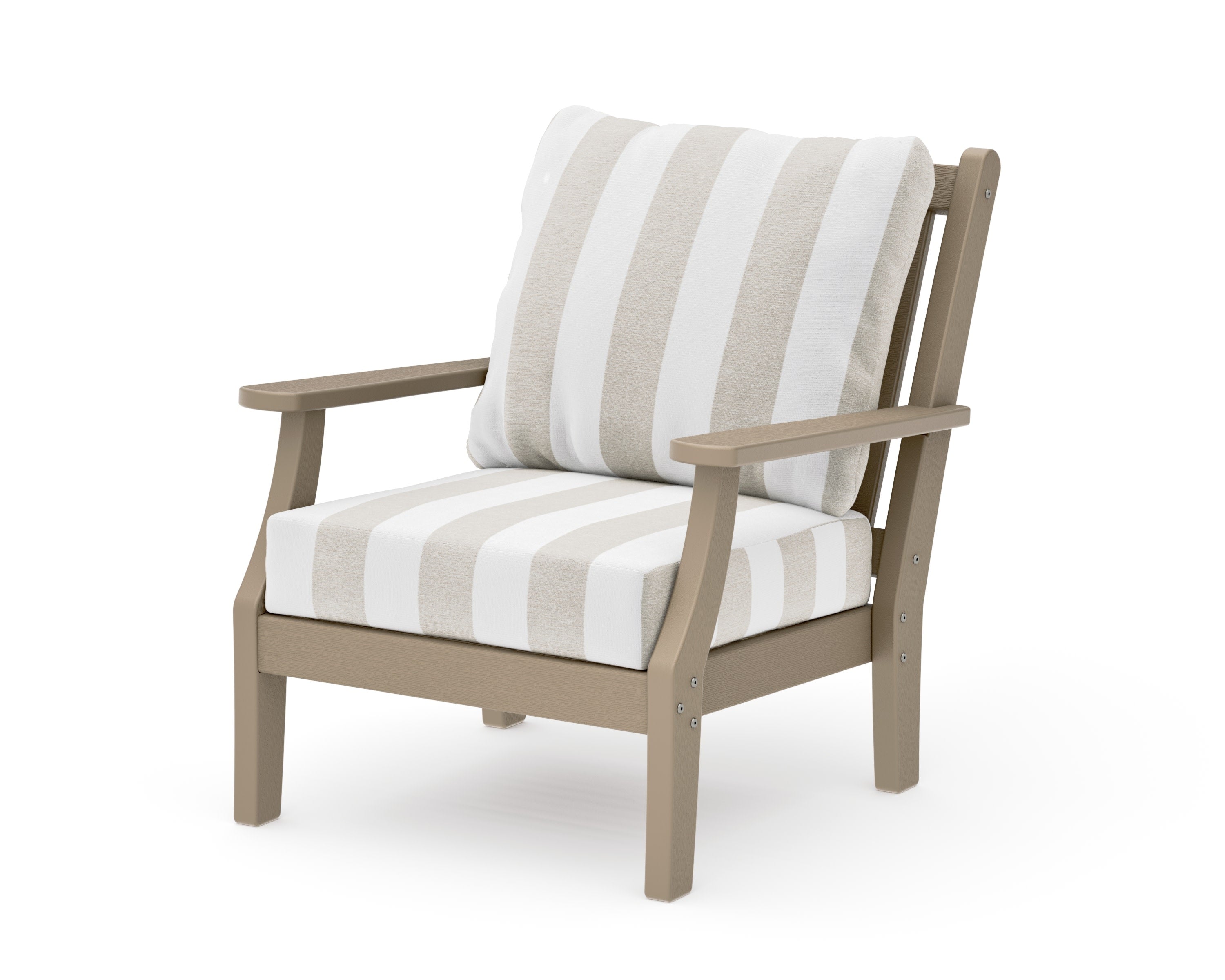Wovendale Deep Seating Chair in Vintage Sahara / Cabana Stripe Dune Burlap