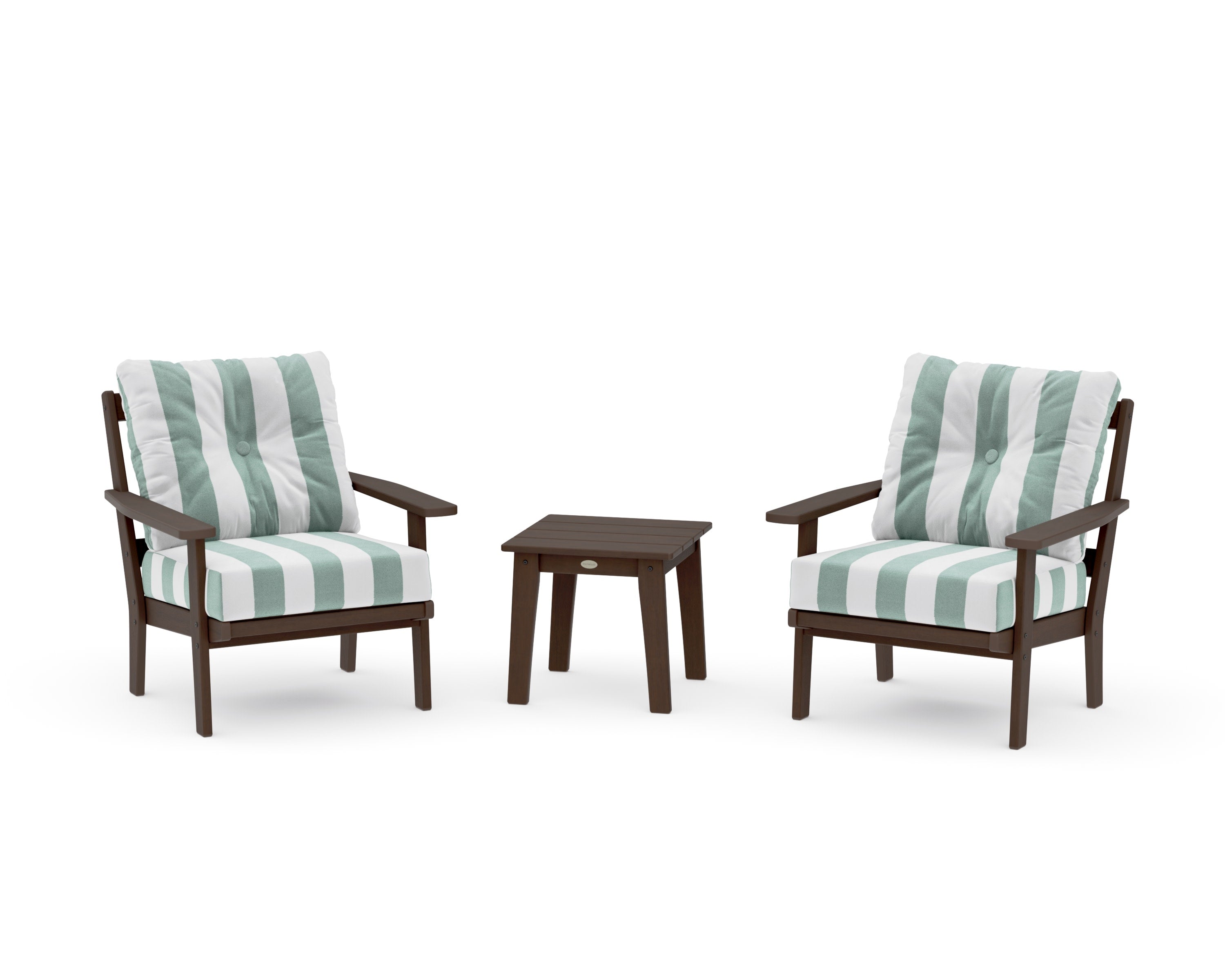 Prairie 3-Piece Deep Seating Set in Kona / Cabana Stripe Glacier Spa