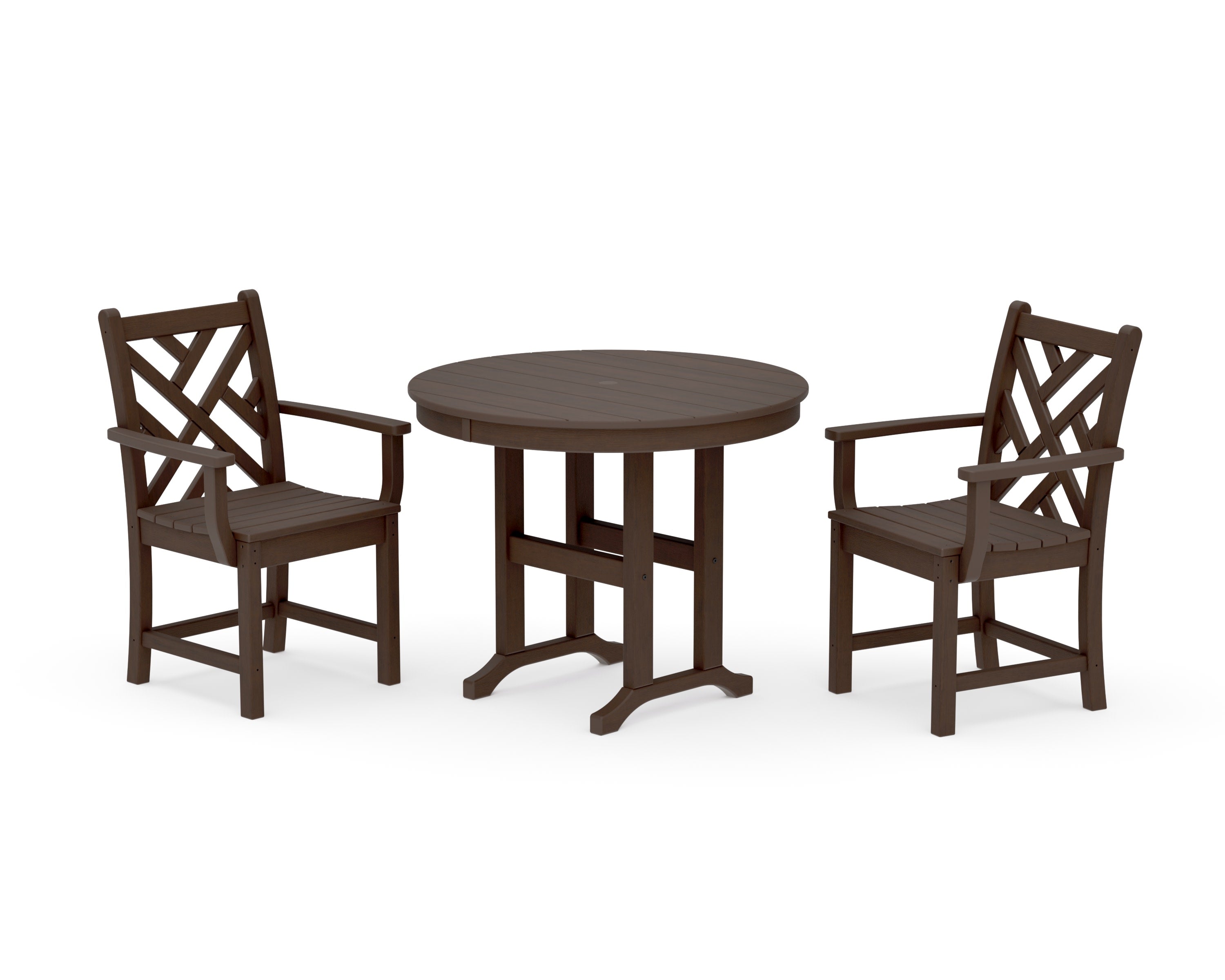 Chippendale 3-Piece Round Dining Set in Kona