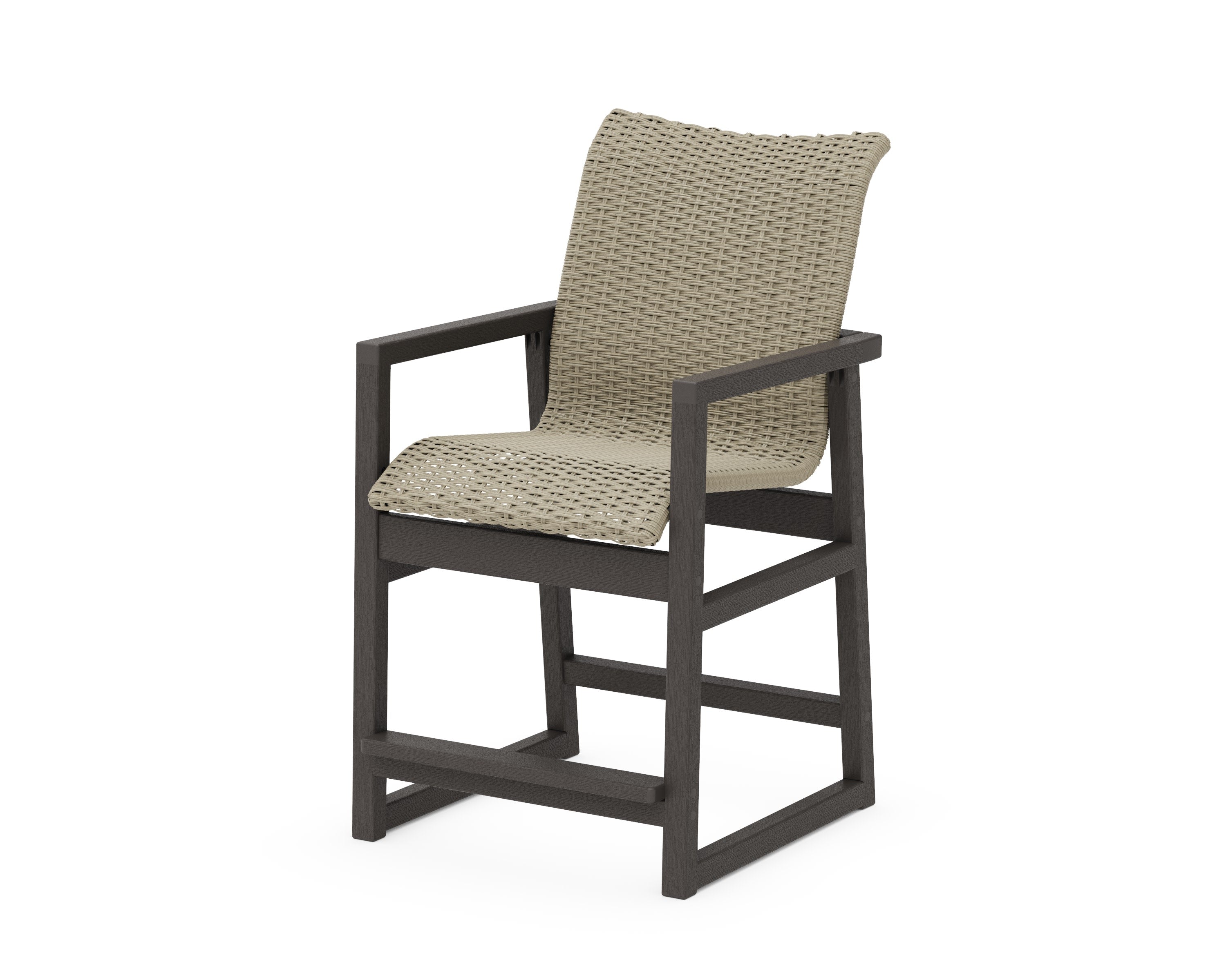 EDGE Woven Counter Arm Chair in Vintage Coffee / Dune Grass