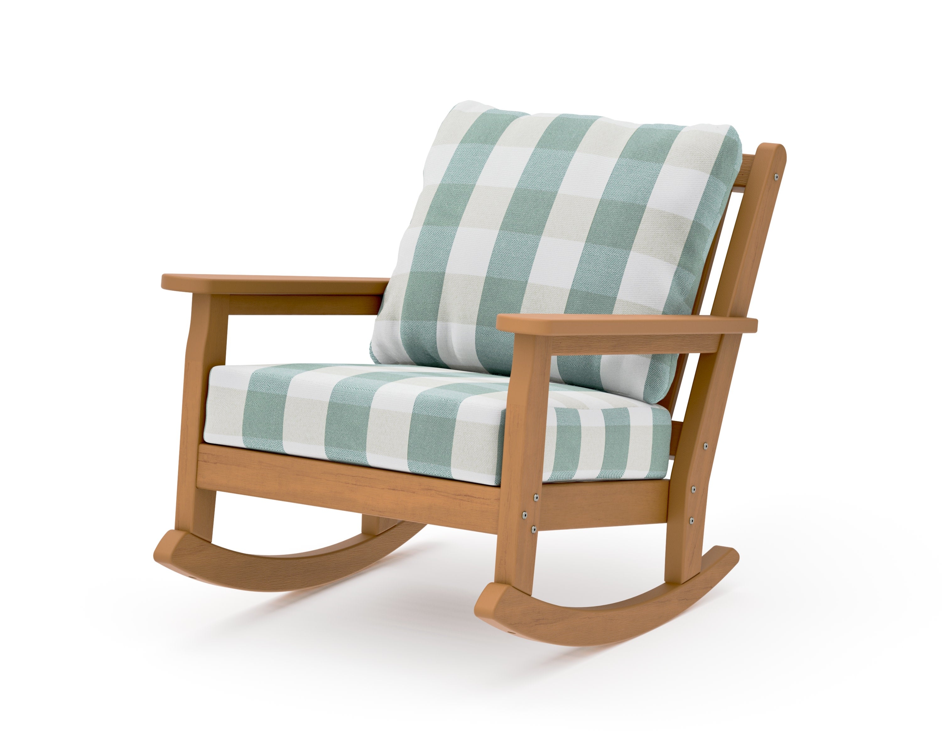 Chippendale Deep Seating Rocking Chair in Natural / Buffalo Plaid Glacier Spa