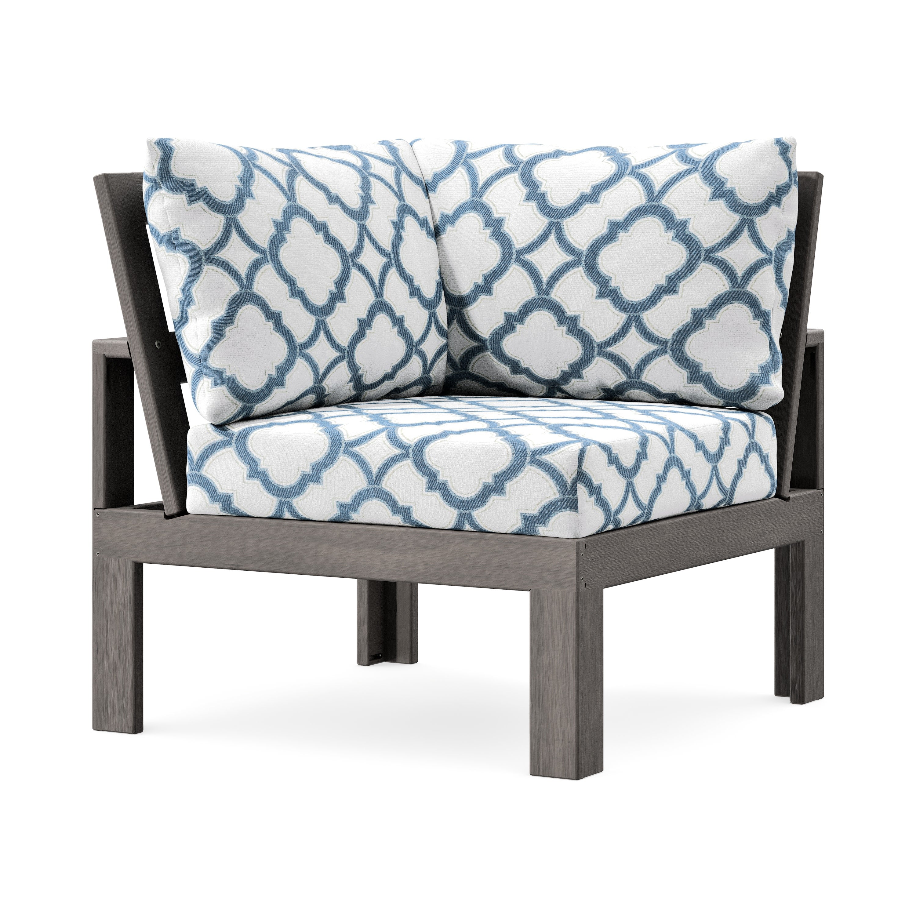 Modular Corner Chair in Driftwood / Trellis Sky Blue