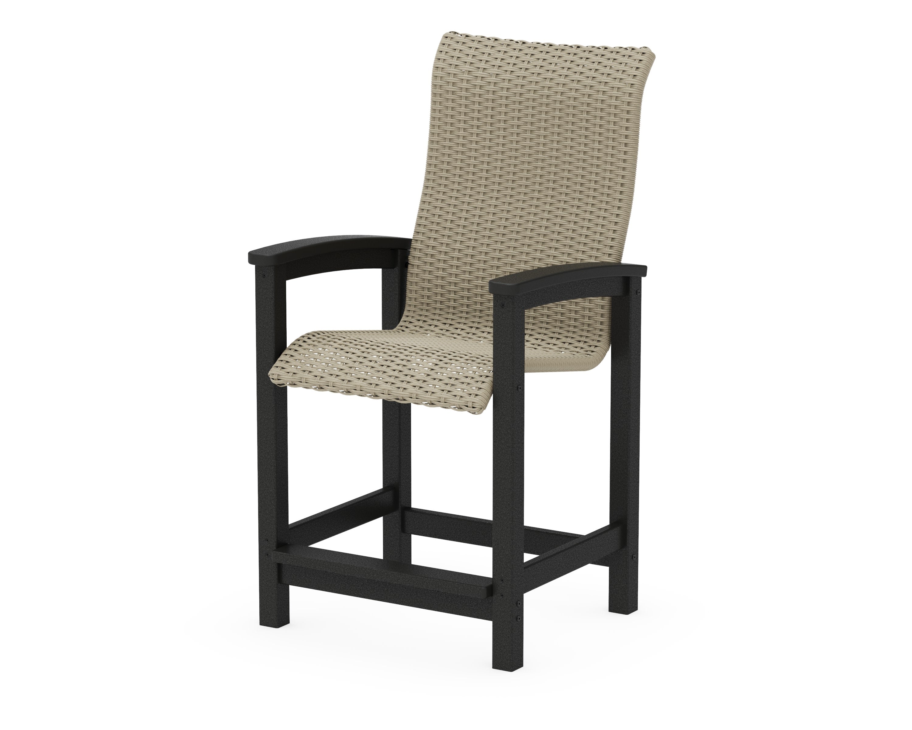 Coastal Woven High-Back Counter Chair in Black / Dune Grass