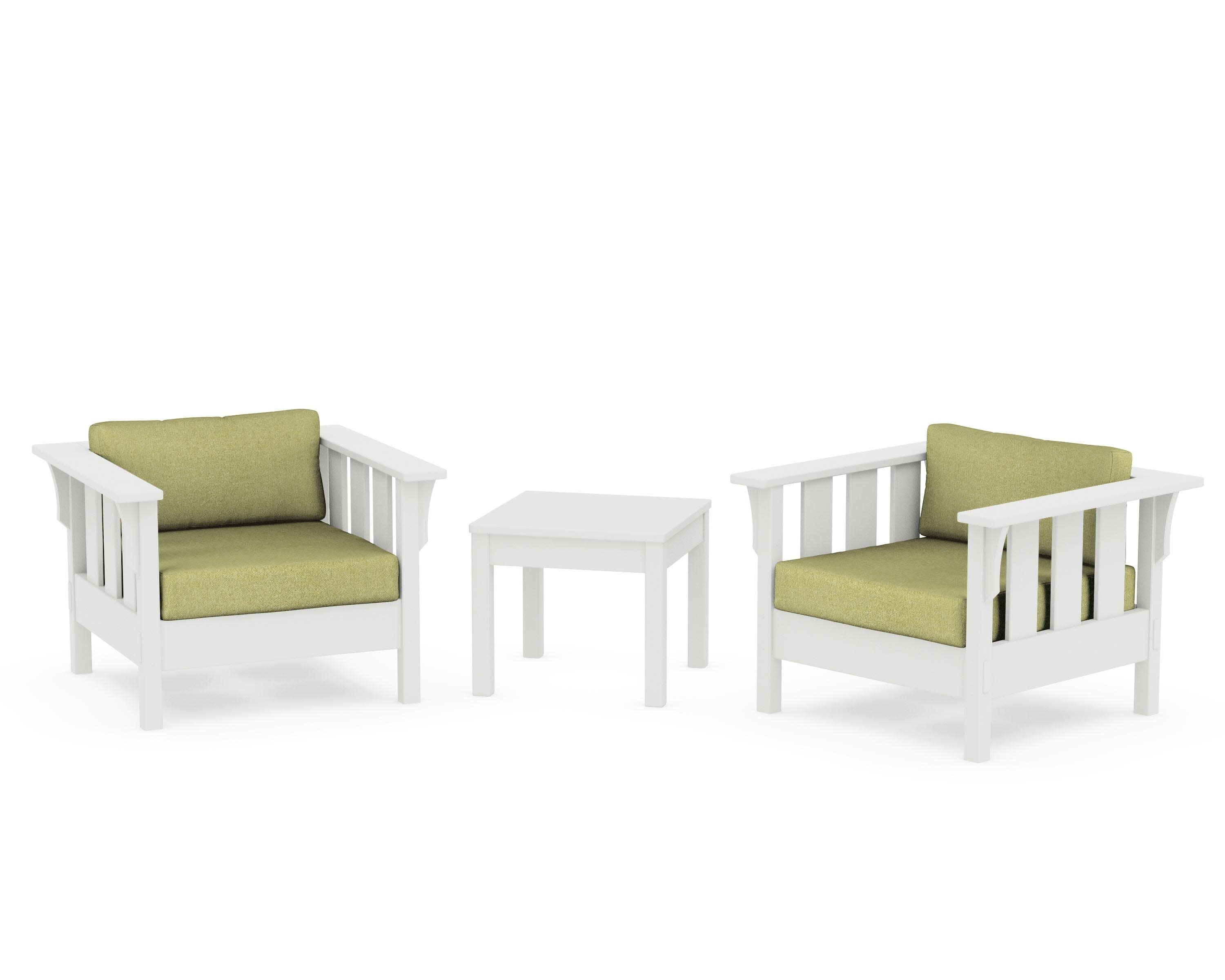 Acadia 3-Piece Deep Seating Set in Vintage White / Chartreuse Boucle
