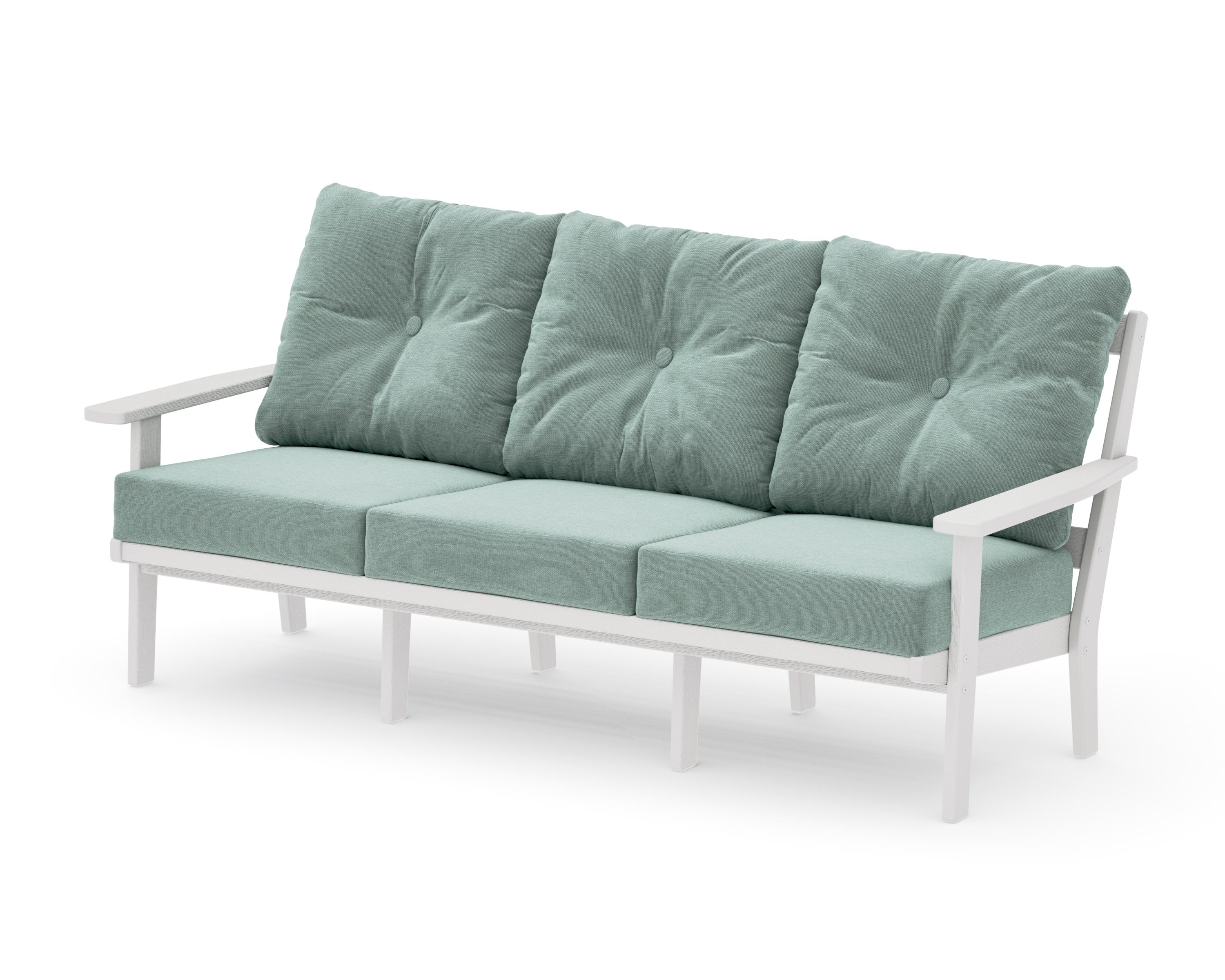 PrairieDeep Seating Sofa in Vintage White / Glacier Spa