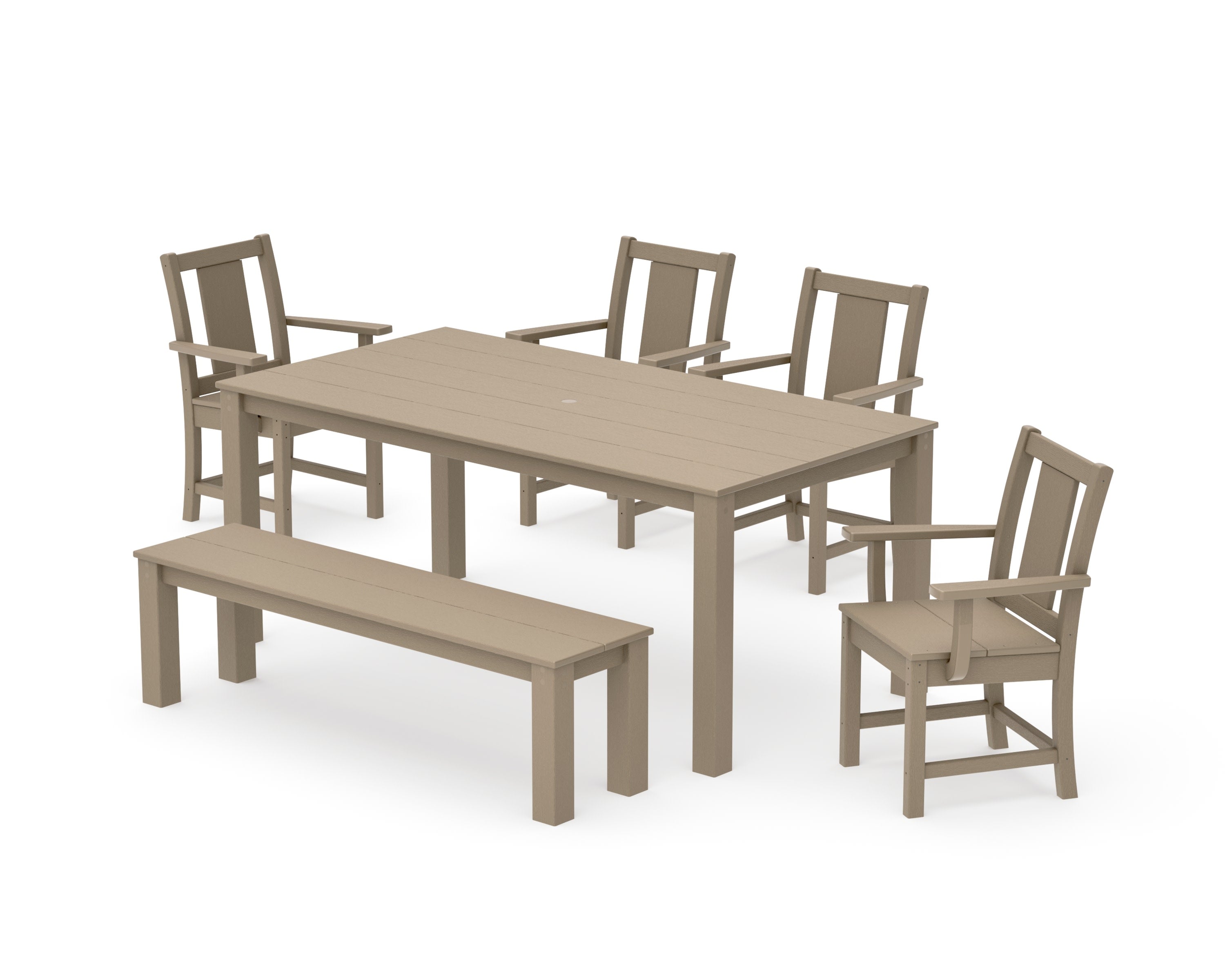 Prairie 6-Piece Parsons Dining Set with Bench in Vintage Sahara