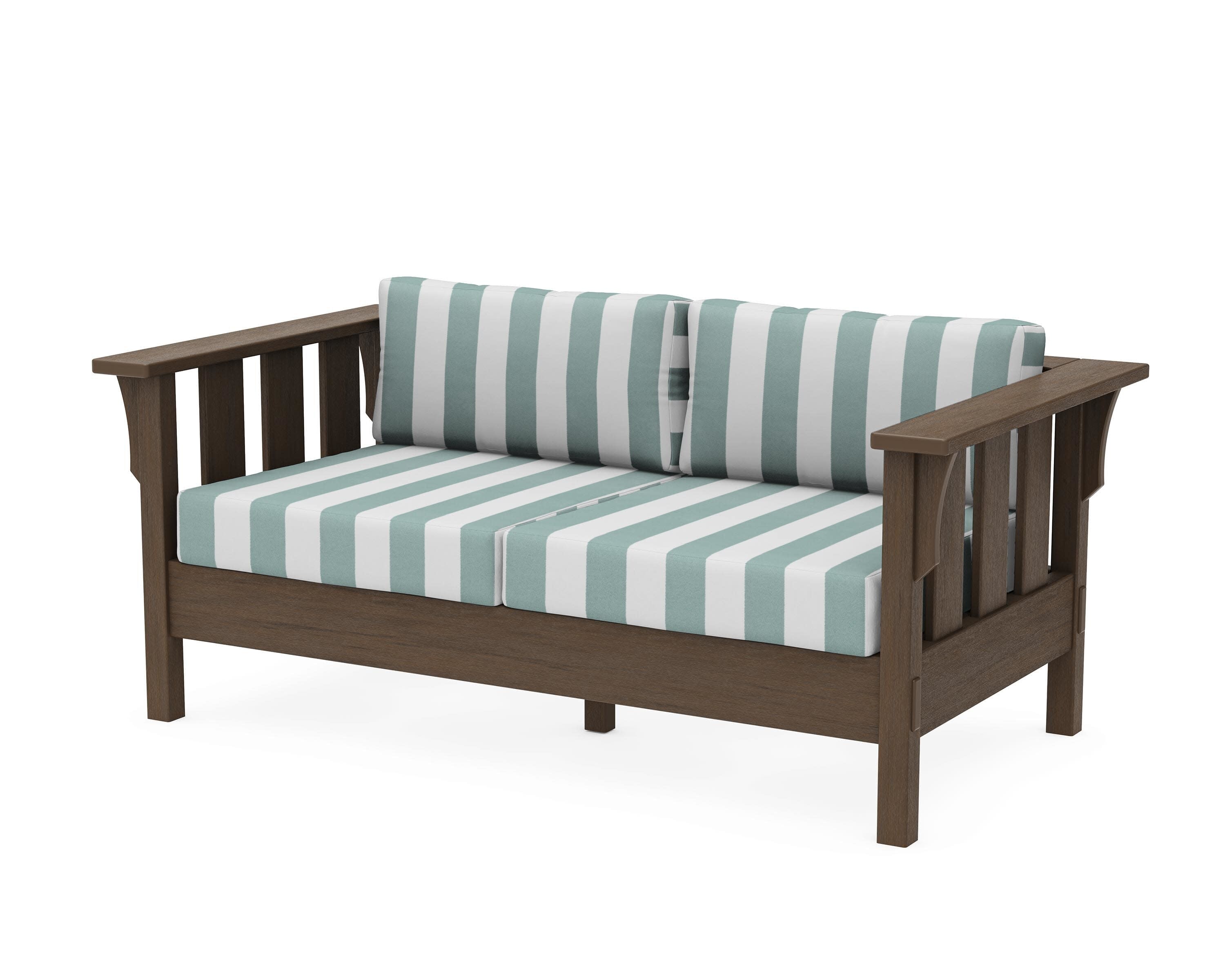 Acadia Deep Seating Loveseat in Kona / Cabana Stripe Glacier Spa
