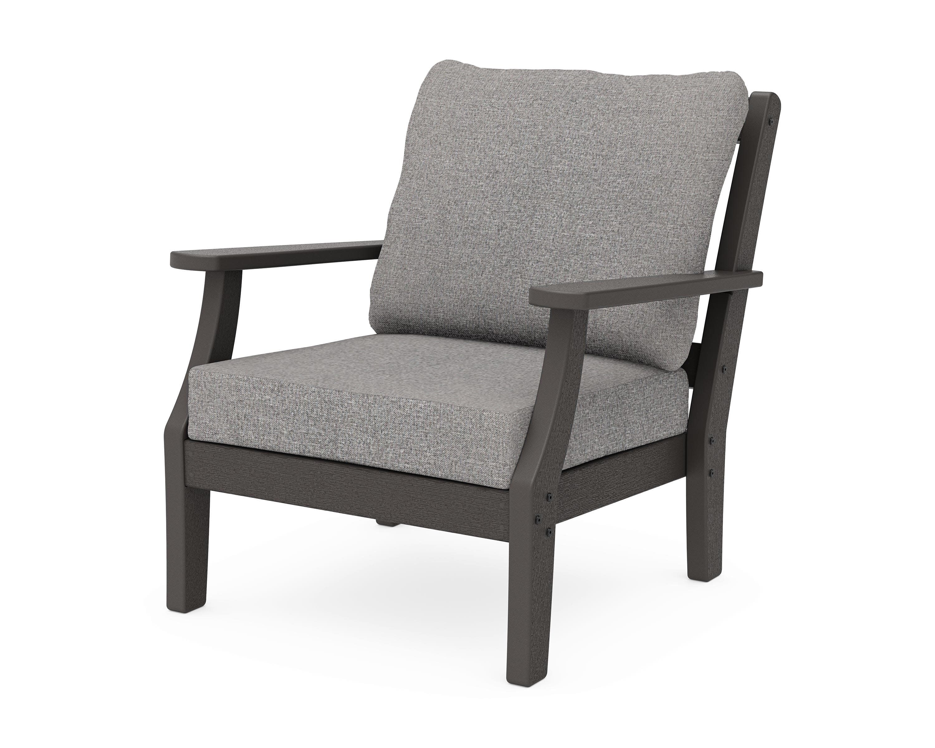 Chinoiserie Deep Seating Chair in Vintage Coffee / Grey Mist