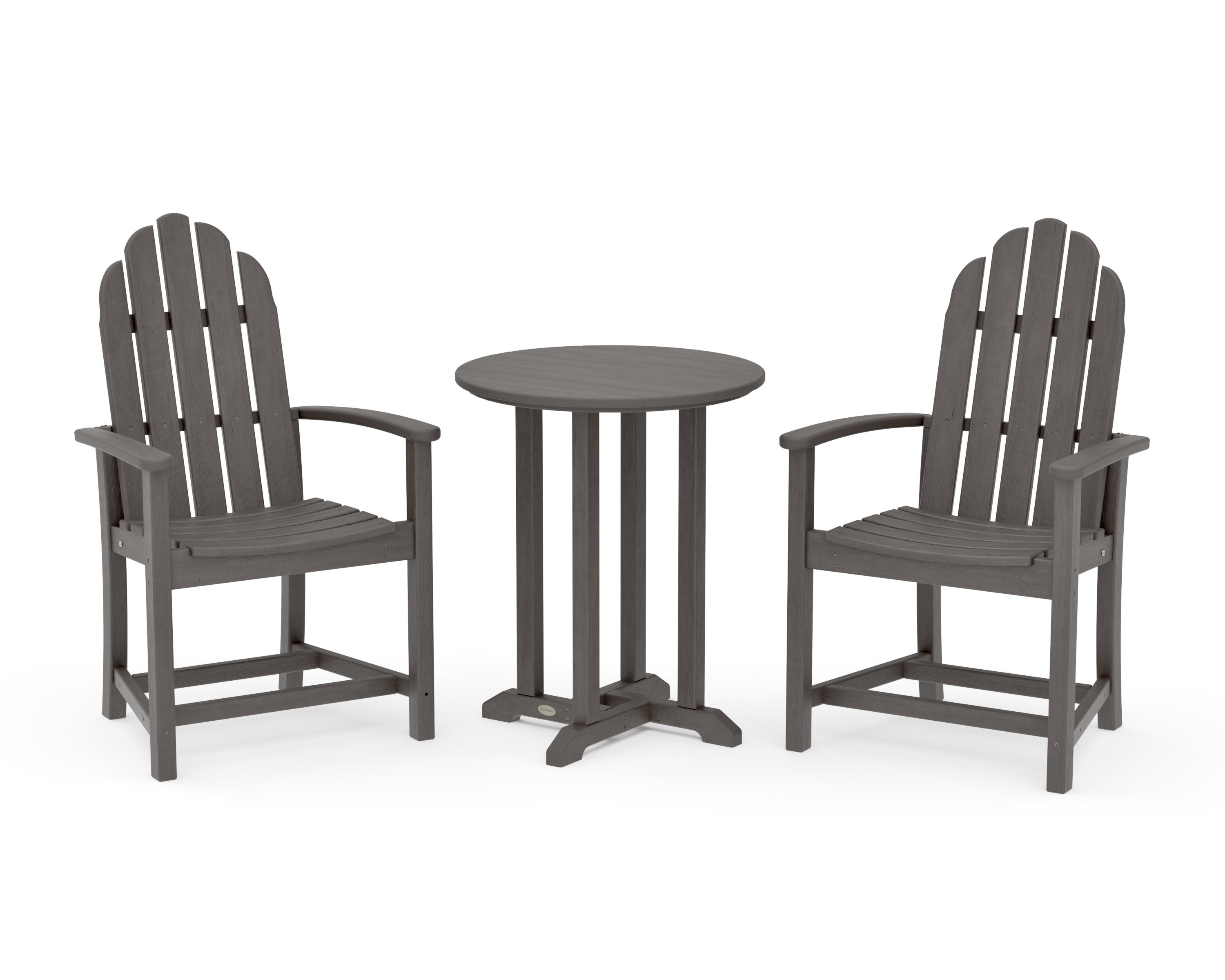 Classic Adirondack 3-Piece Round Bistro Dining Set in Driftwood