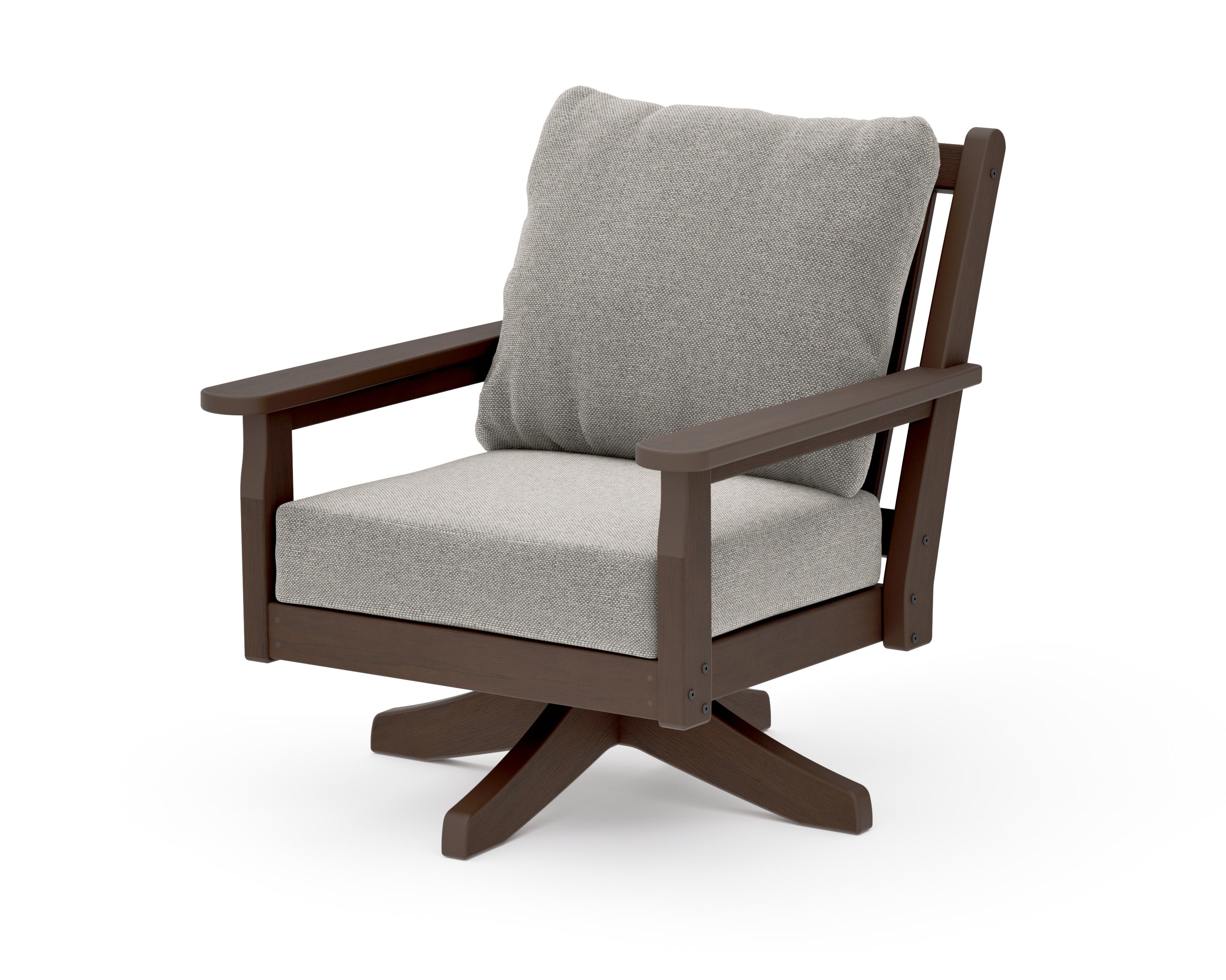 Chippendale Deep Seating Swivel Chair in Kona / Weathered Tweed