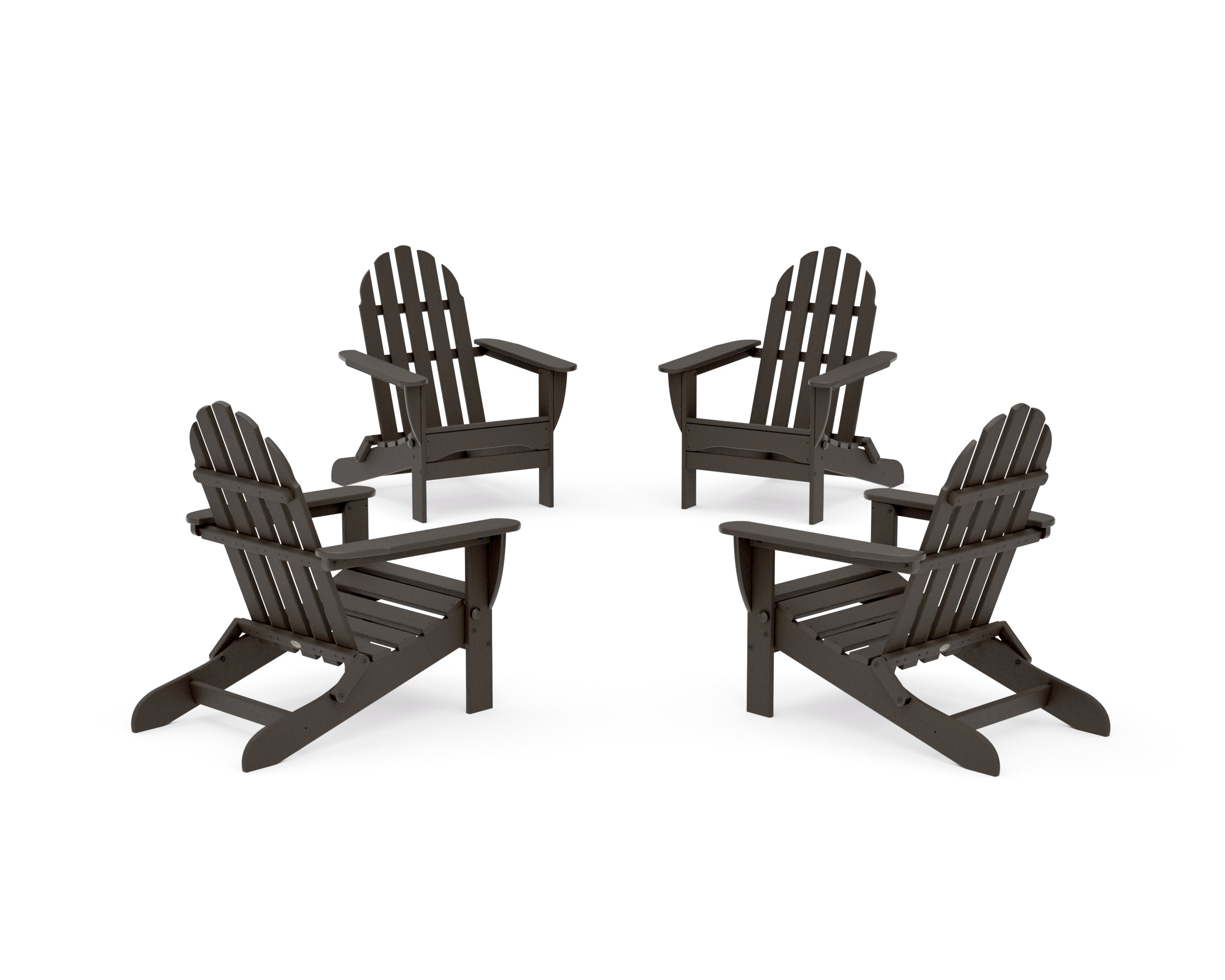 4-Piece Classic Folding Adirondack Conversation Set in Vintage Coffee