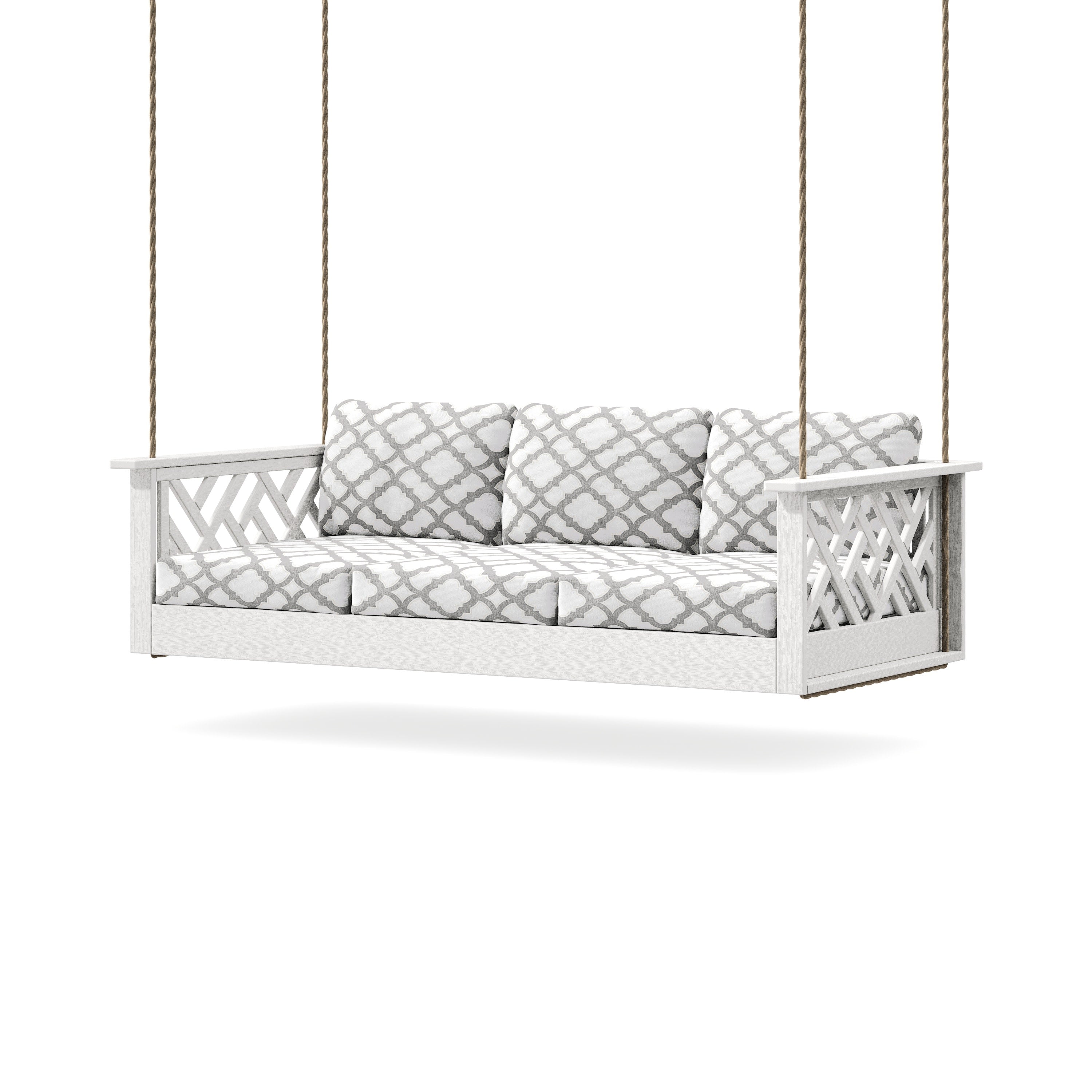 Chippendale Daybed Swing in Vintage White / Trellis Grey Mist