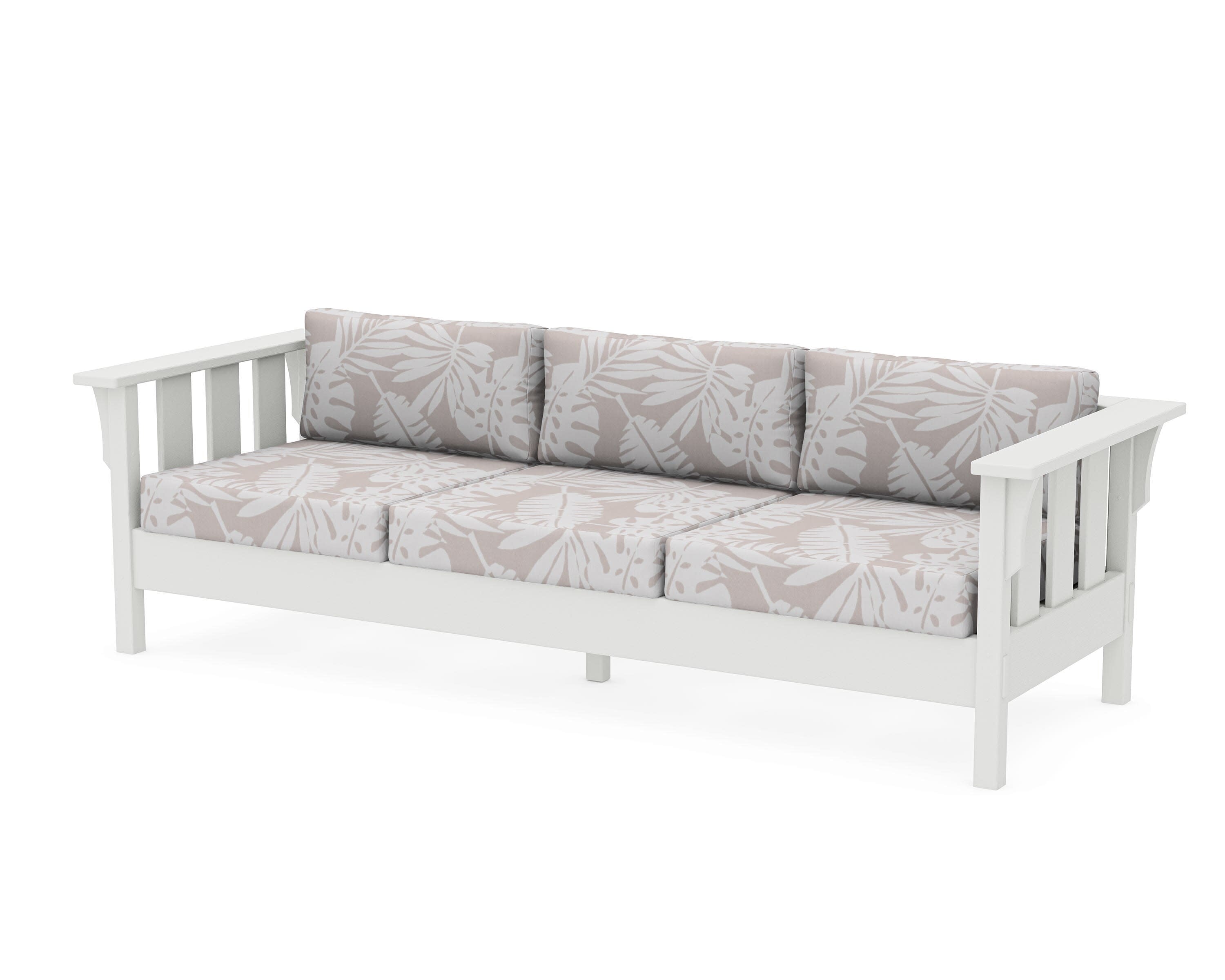 Acadia Deep Seating Sofa in Vintage White / Leaf Dune Burlap
