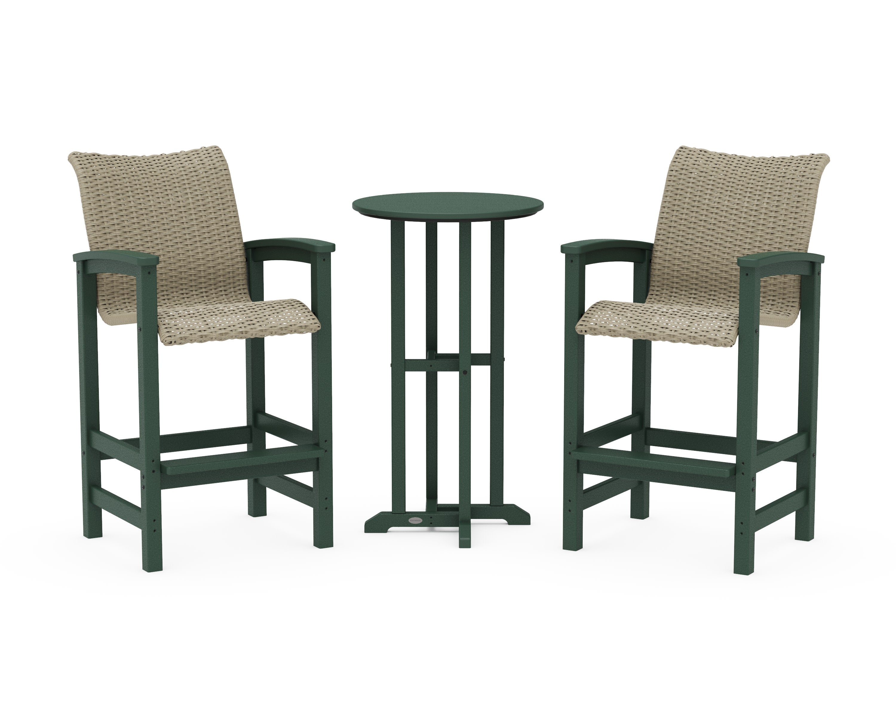 Coastal Woven 3-Piece Farmhouse Bar Set in Green / Dune Grass