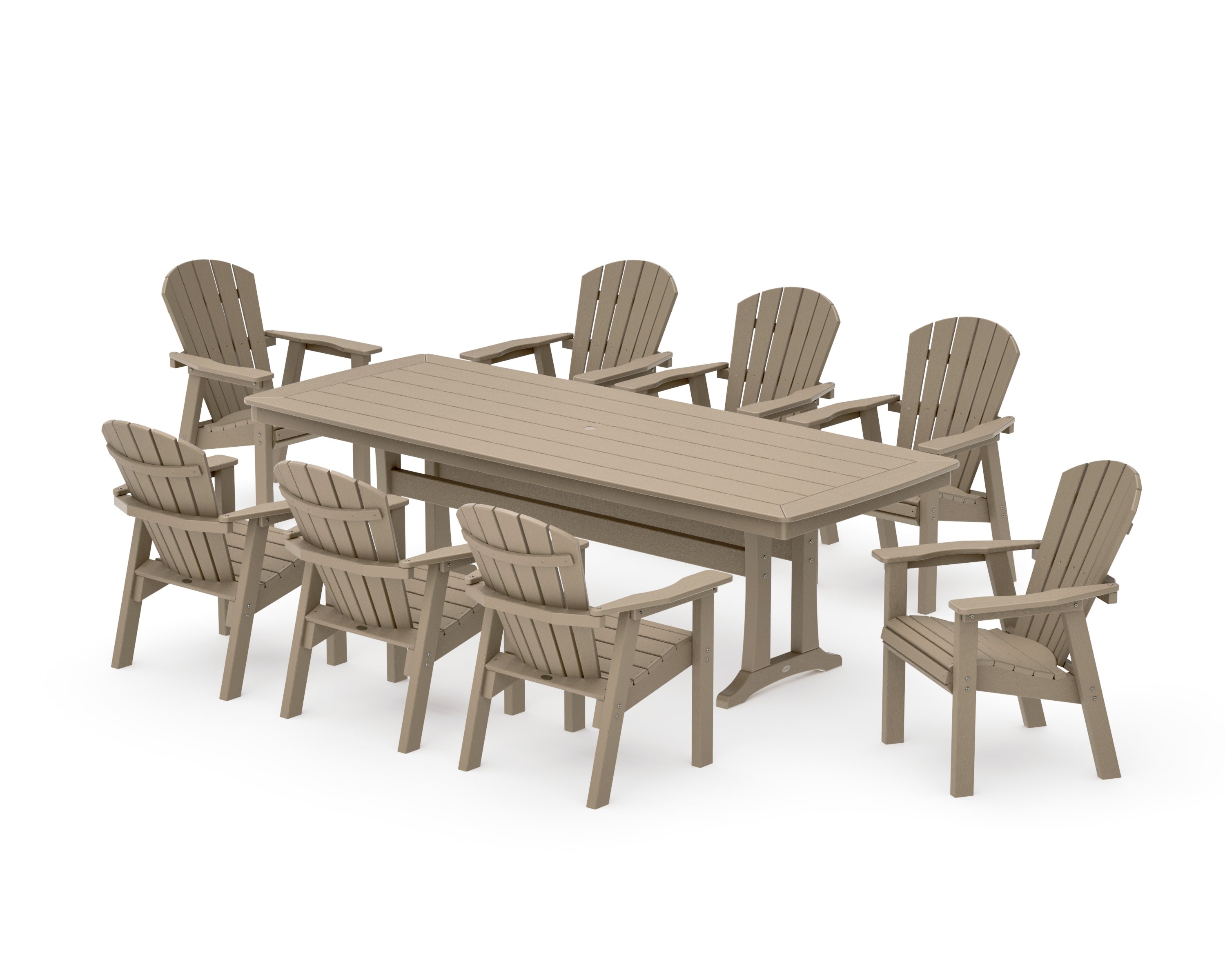 Seashell 9-Piece Dining Set with Trestle Legs in Vintage Sahara