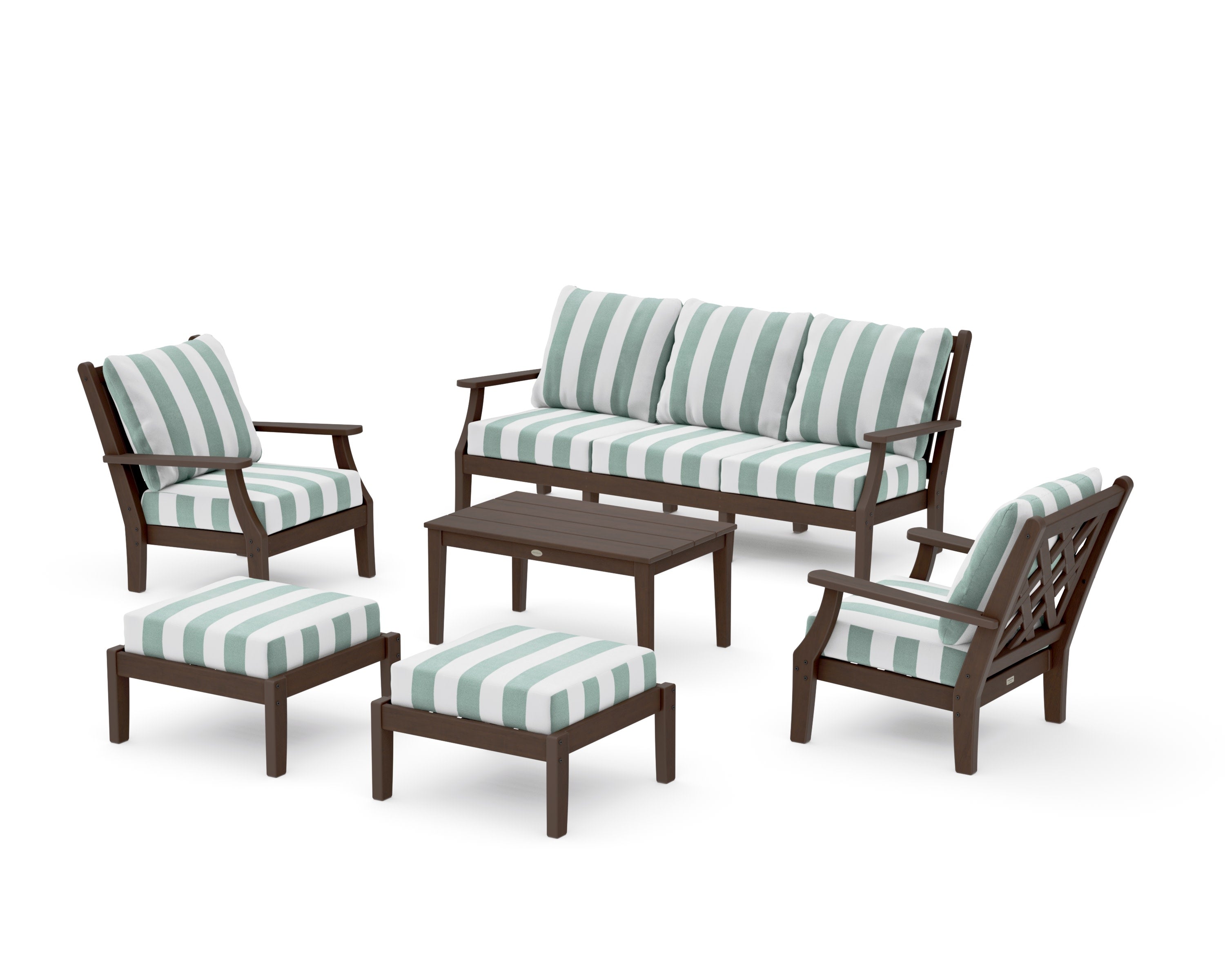 Wovendale 6-Piece Lounge Sofa Set in Kona / Cabana Stripe Glacier Spa
