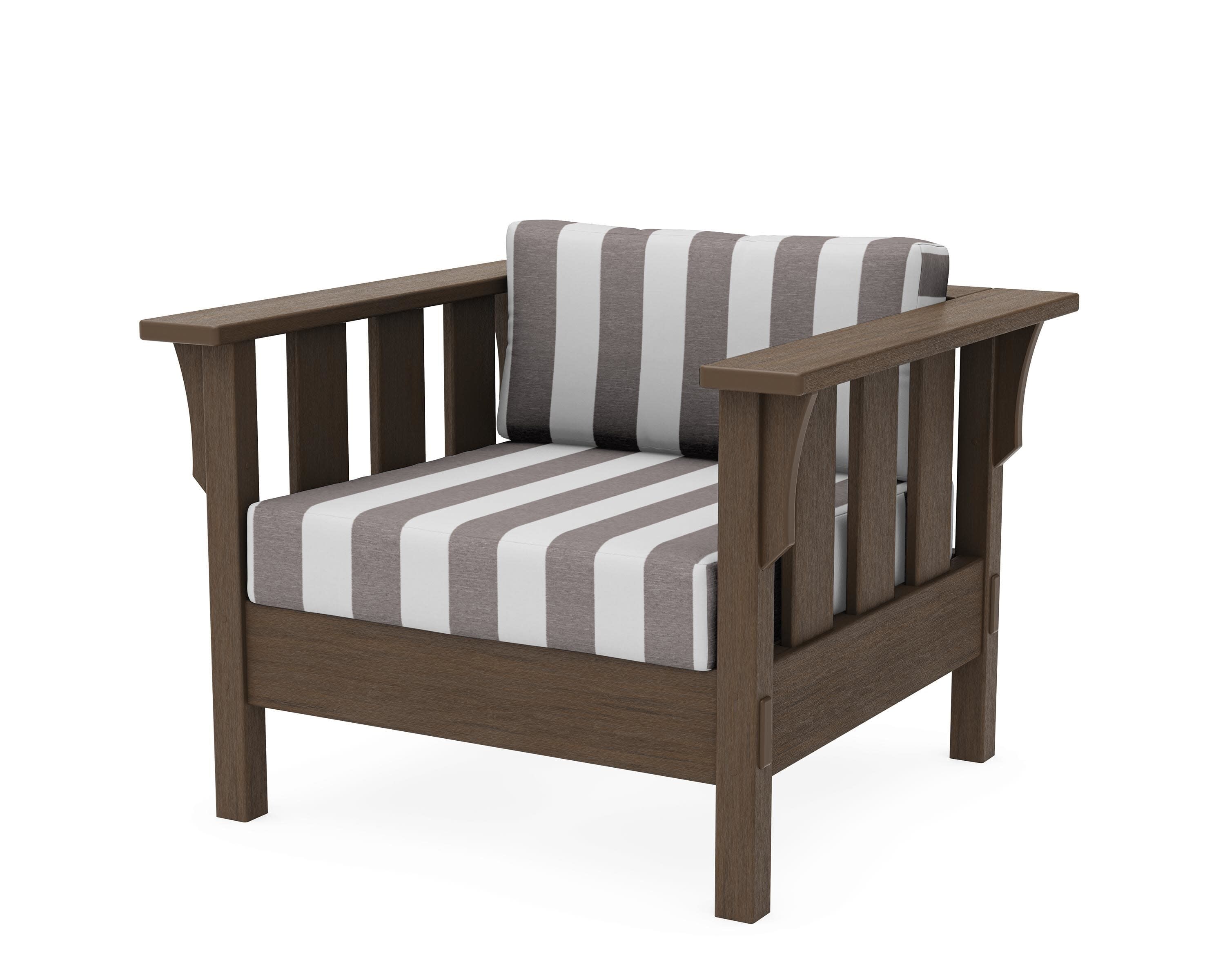 Acadia Deep Seating Chair in Kona / Cabana Stripe Grey Mist
