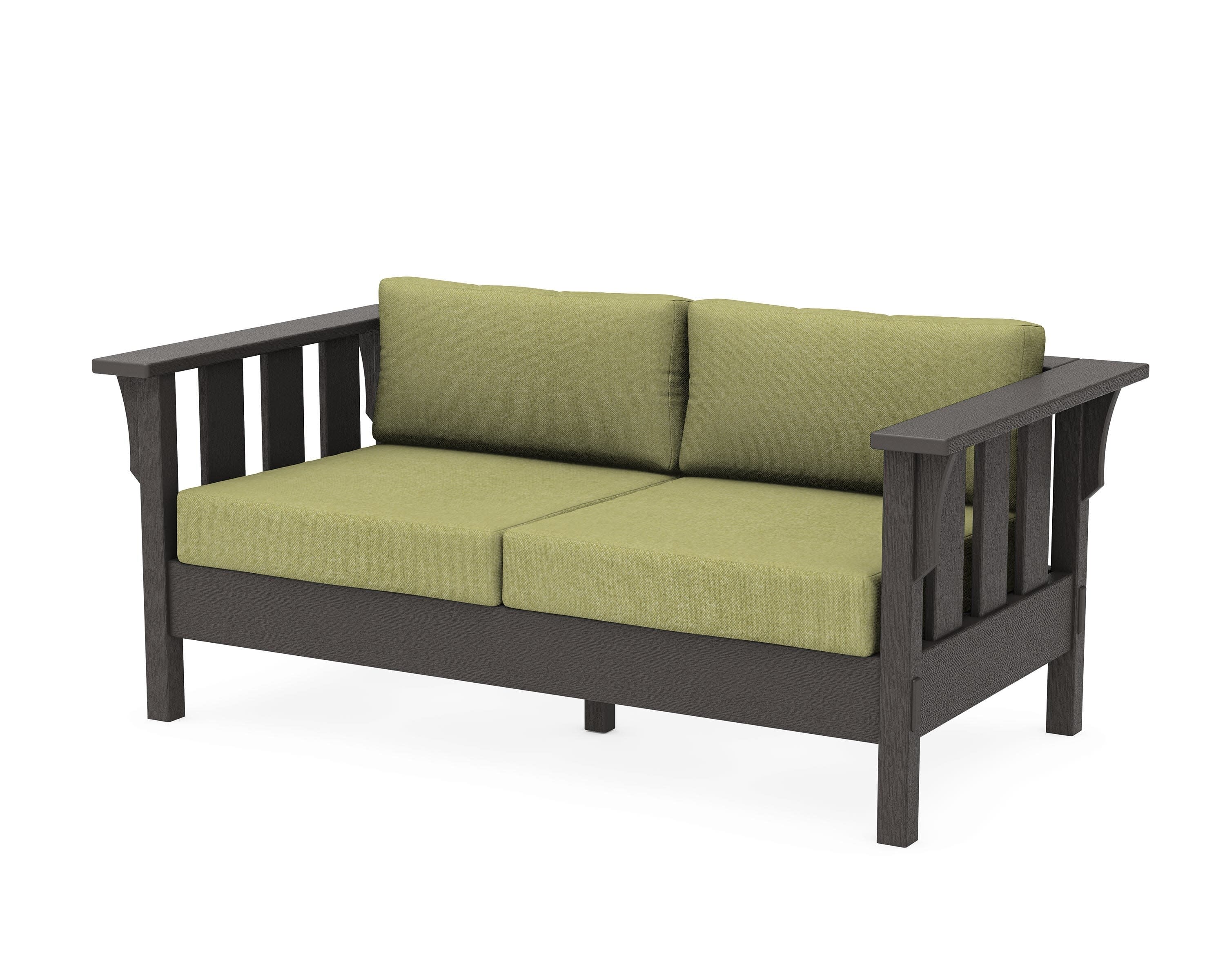 Acadia Deep Seating Loveseat in Vintage Coffee / Chartreuse Boucle