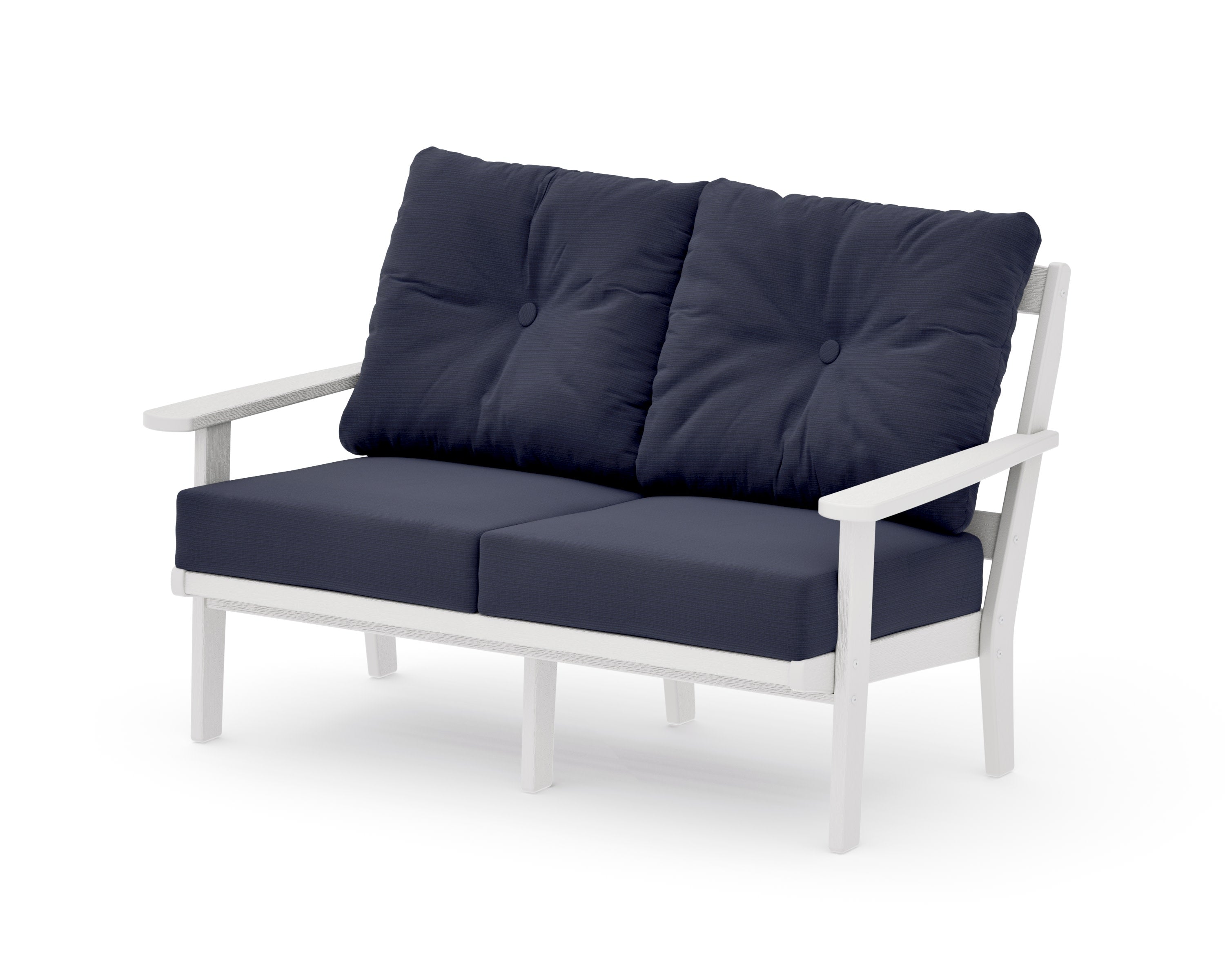 Mission Deep SeatingLoveseat in Vintage White / Navy Linen