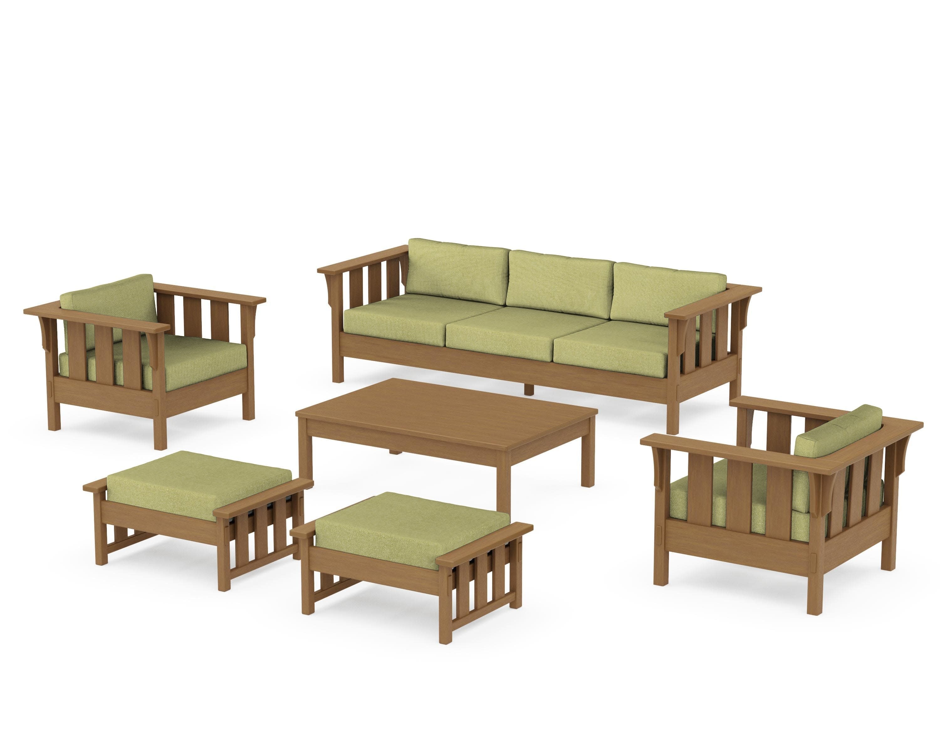 Acadia 6-Piece Lounge Sofa Set in Natural / Chartreuse Boucle