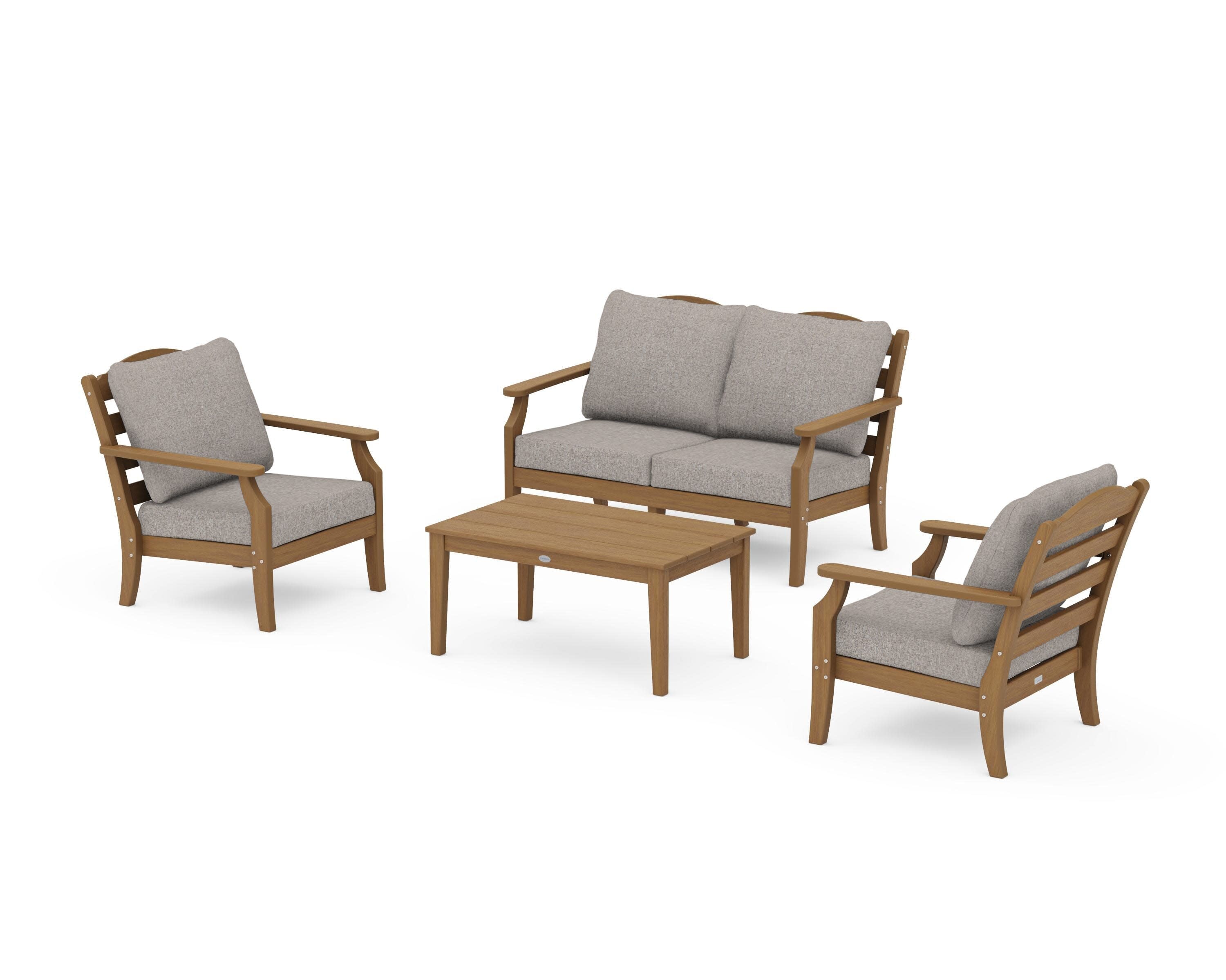 Savannah 4-Piece Deep Seating Set with Loveseat in Natural / Weathered Tweed