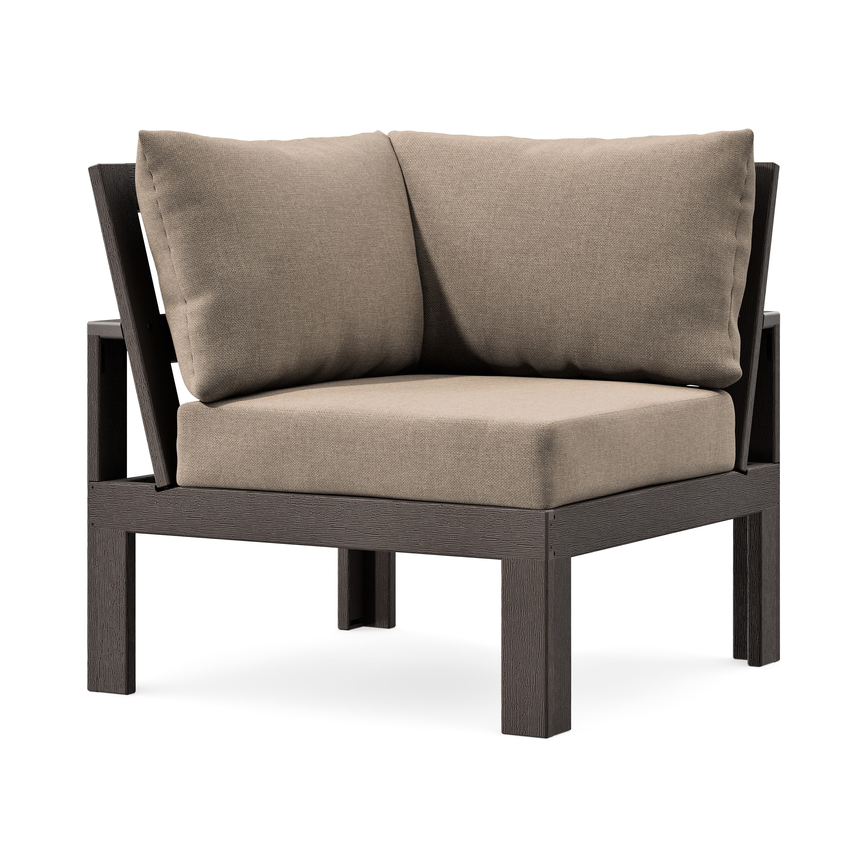 Modular Corner Chair in Vintage Coffee / Spiced Burlap