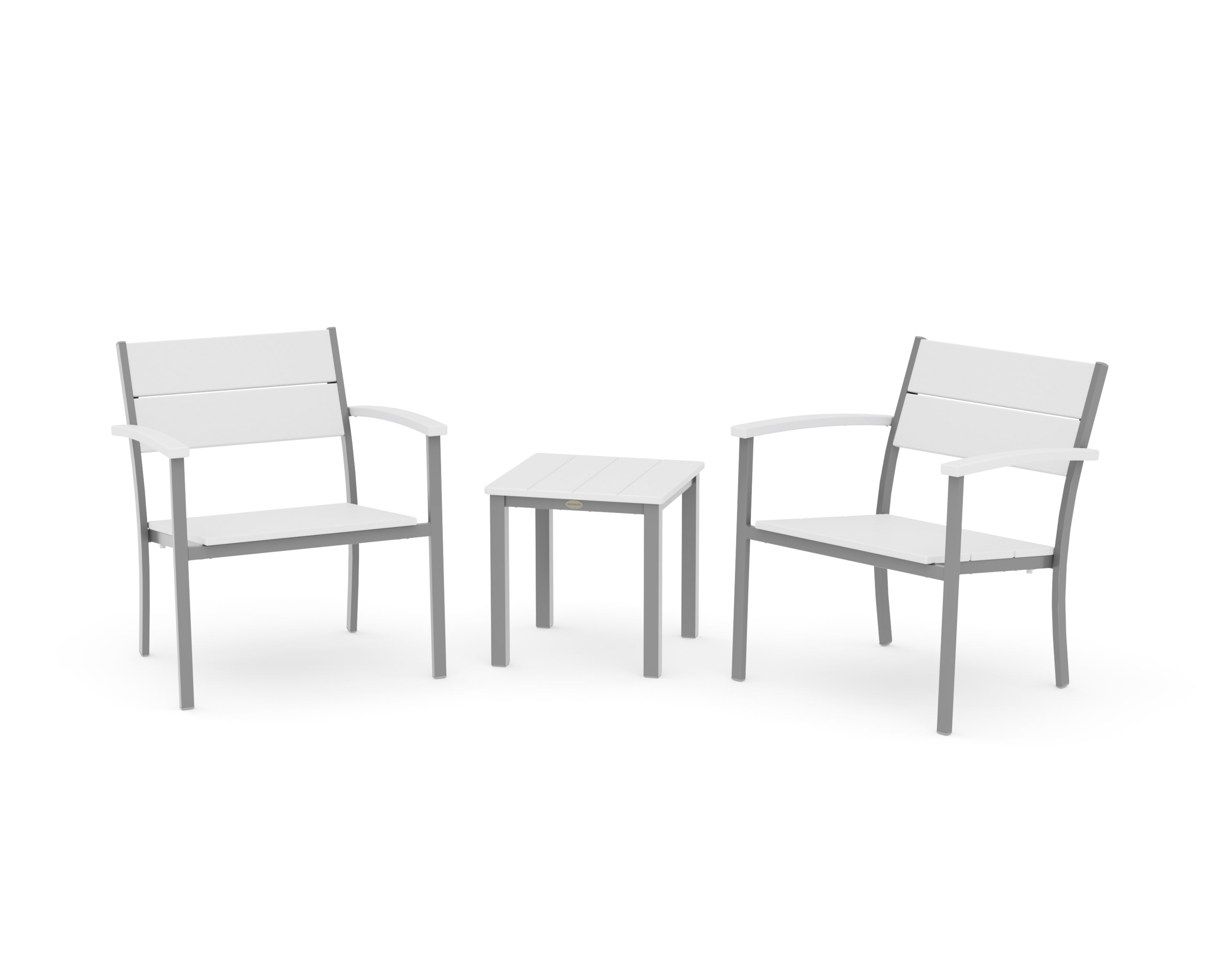 Main Street 3-Piece Lounge Chair Set in Silver / White