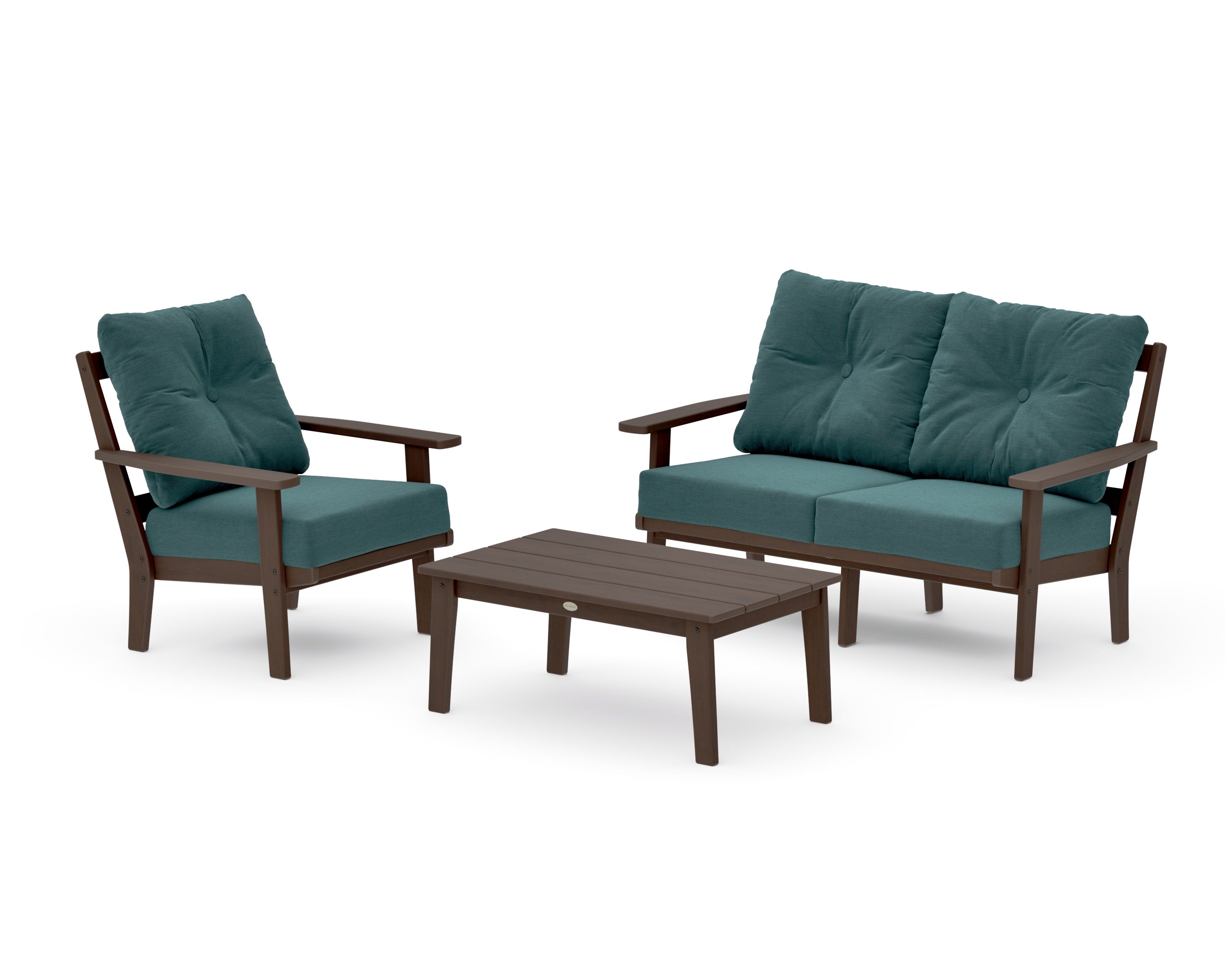 Oxford 3-Piece Deep Seating Set with Loveseat in Kona / Ocean Teal