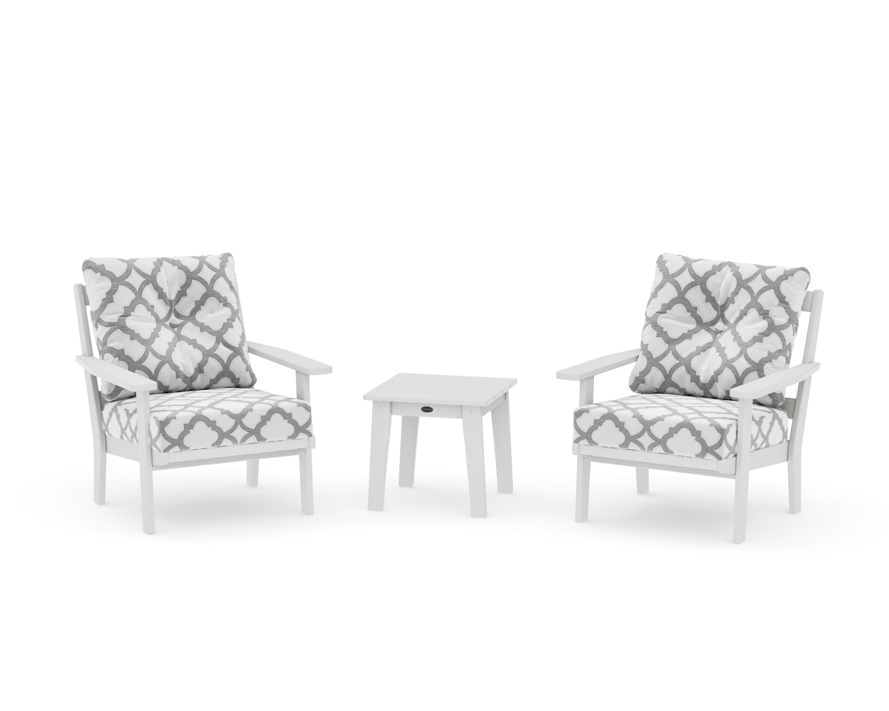 Oxford 3-Piece Deep Seating Set in Vintage White / Trellis Grey Mist