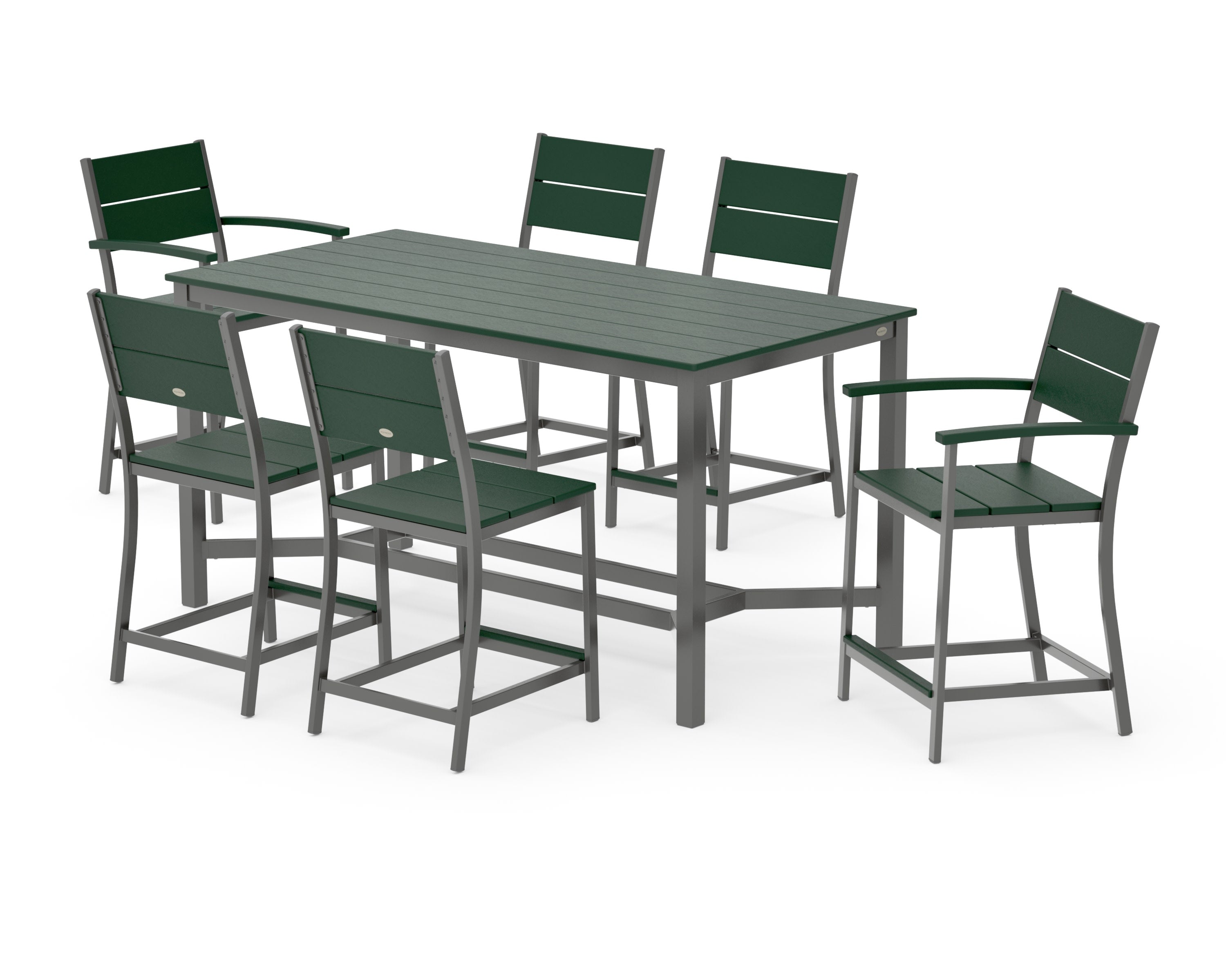 Main Street 7-Piece Counter Set in Charcoal / Green