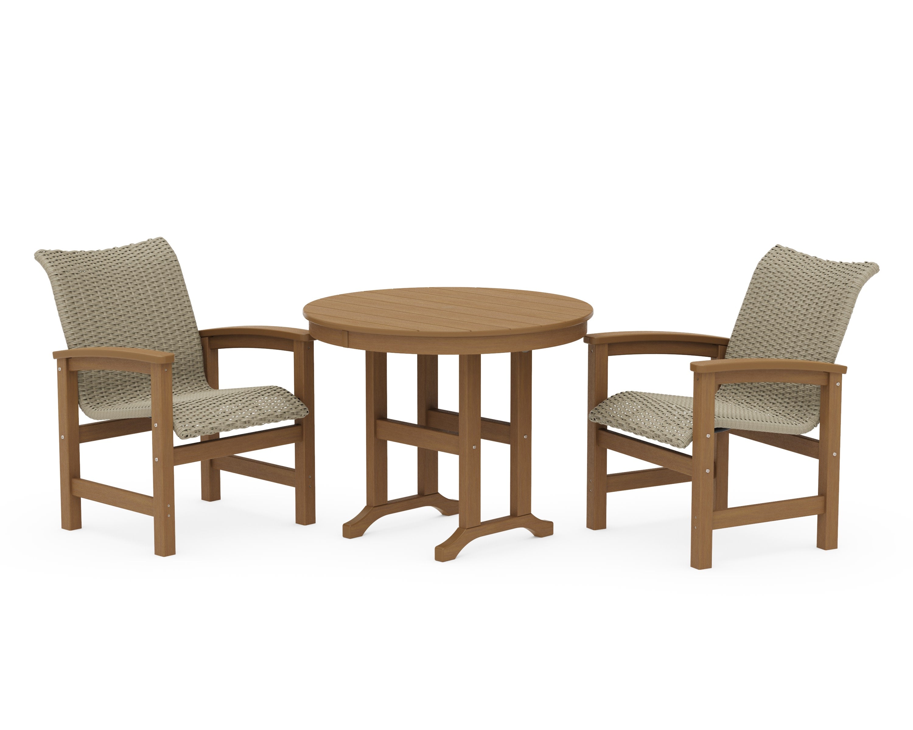 Coastal Woven 3-Piece Farmhouse Dining Set in Natural / Dune Grass