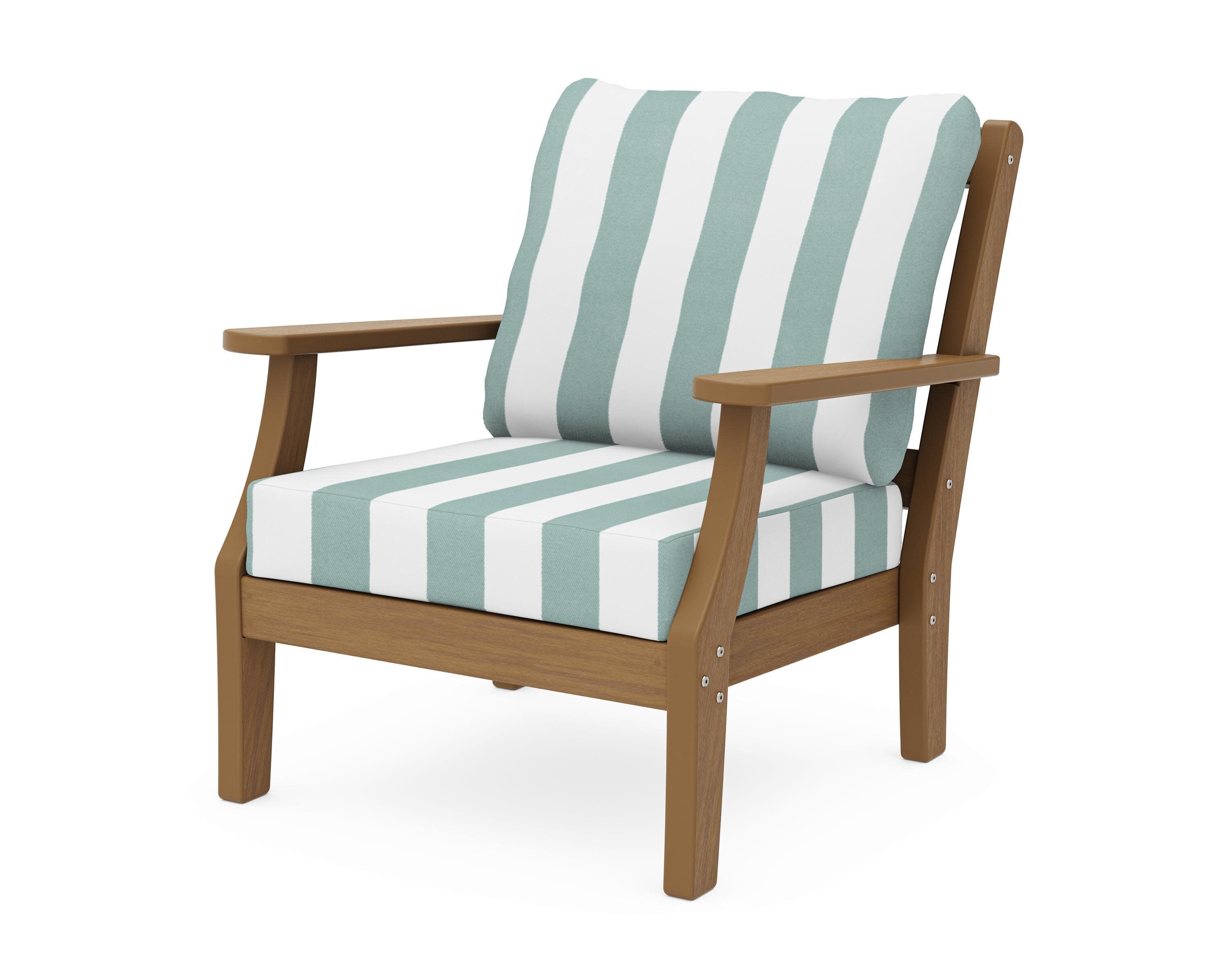 Chinoiserie Deep Seating Chair in Natural / Cabana Stripe Glacier Spa