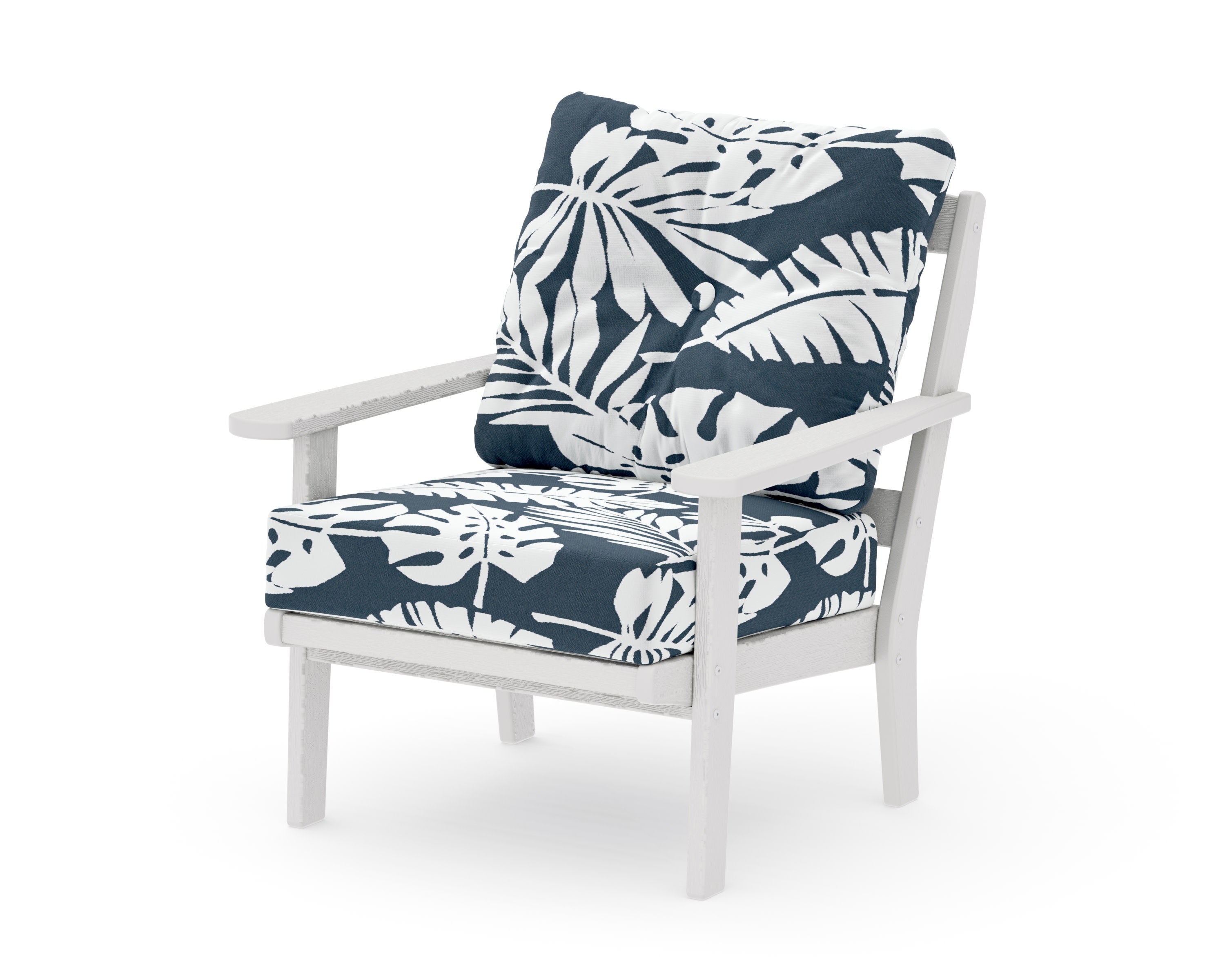 Mission Deep Seating Chair in Vintage White / Leaf Marine Indigo