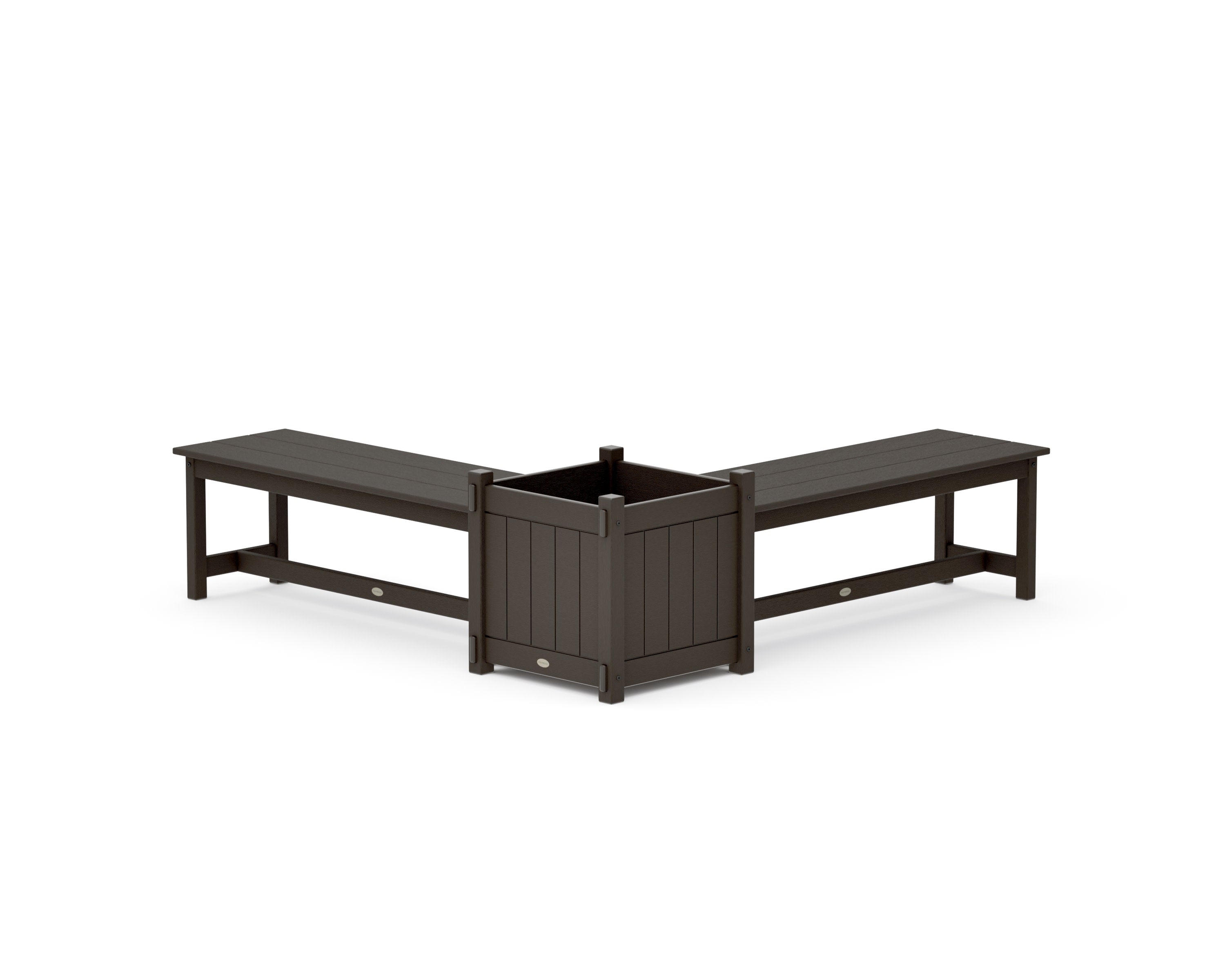 48" Vineyard L- Shaped Planter Bench Set- Large in Vintage Coffee