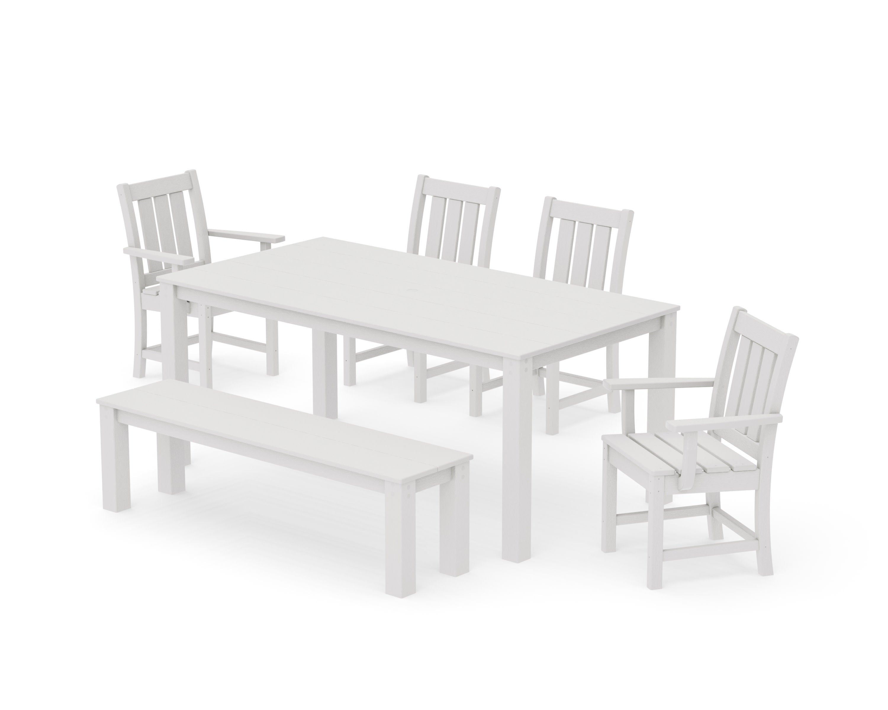 Oxford 6-Piece Parsons Dining Set with Bench in Vintage White