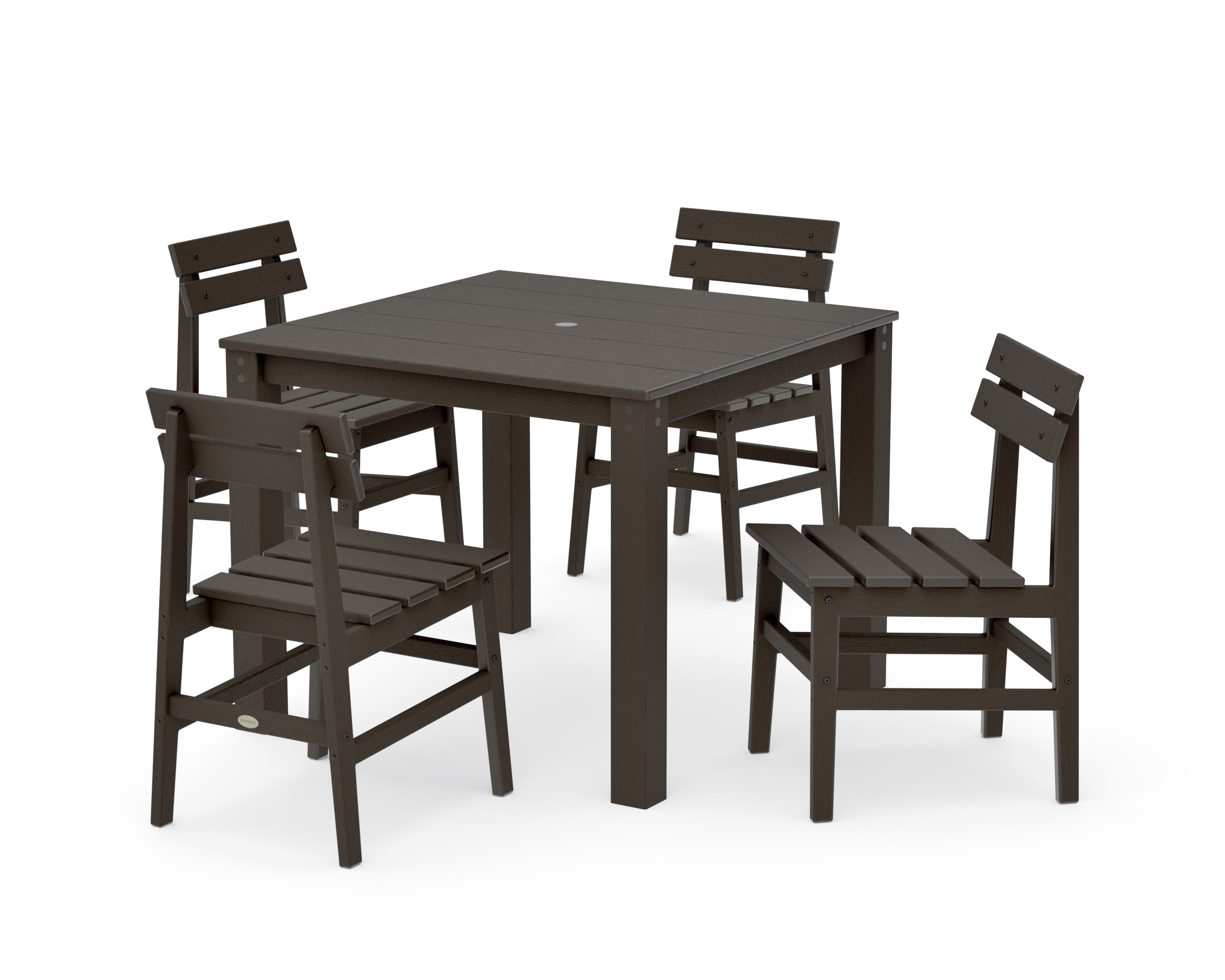 Modern Studio Plaza Chair 5-Piece Parsons Dining Set in Vintage Coffee
