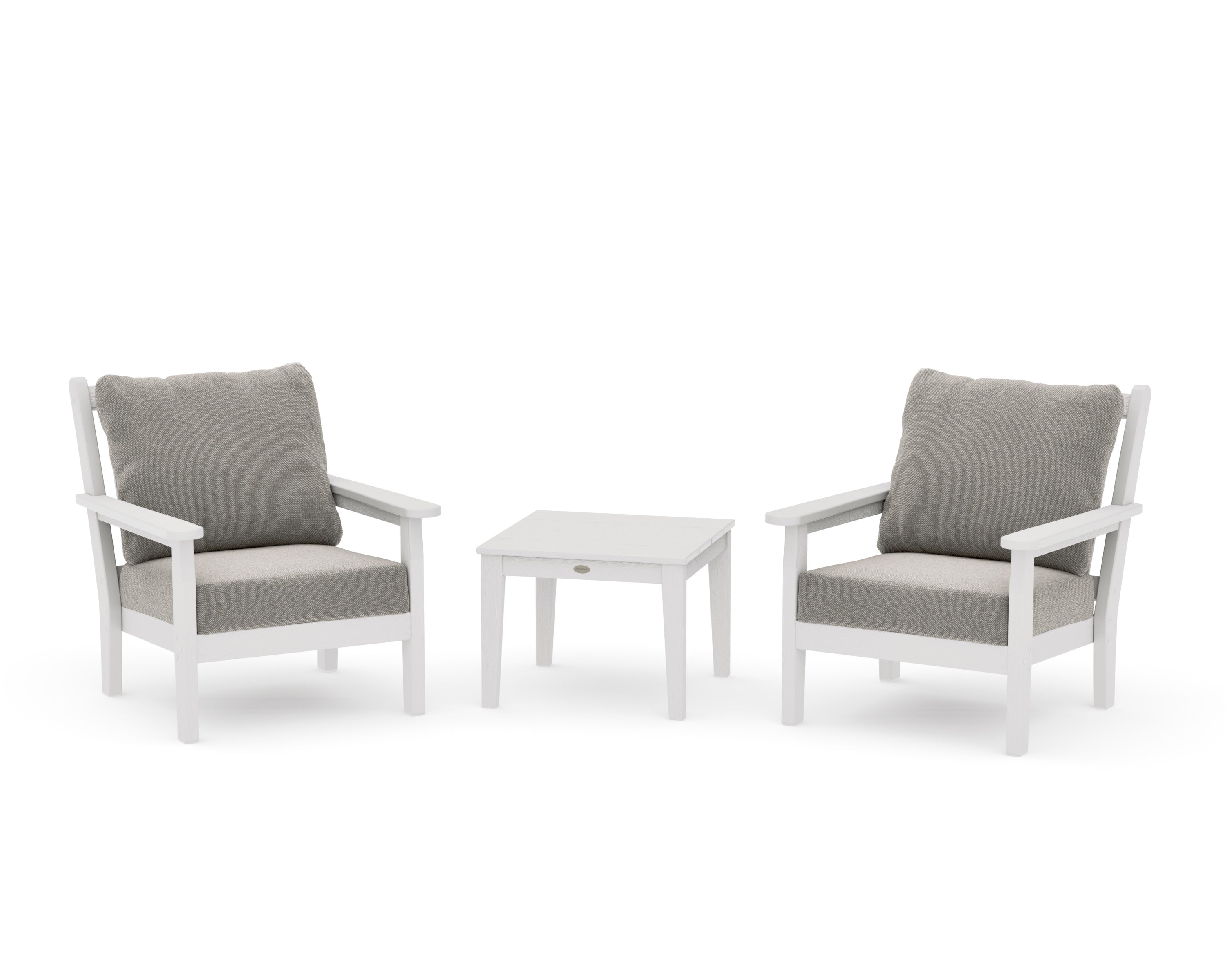 Chippendale 3-Piece Deep Seating Set in Vintage White / Weathered Tweed