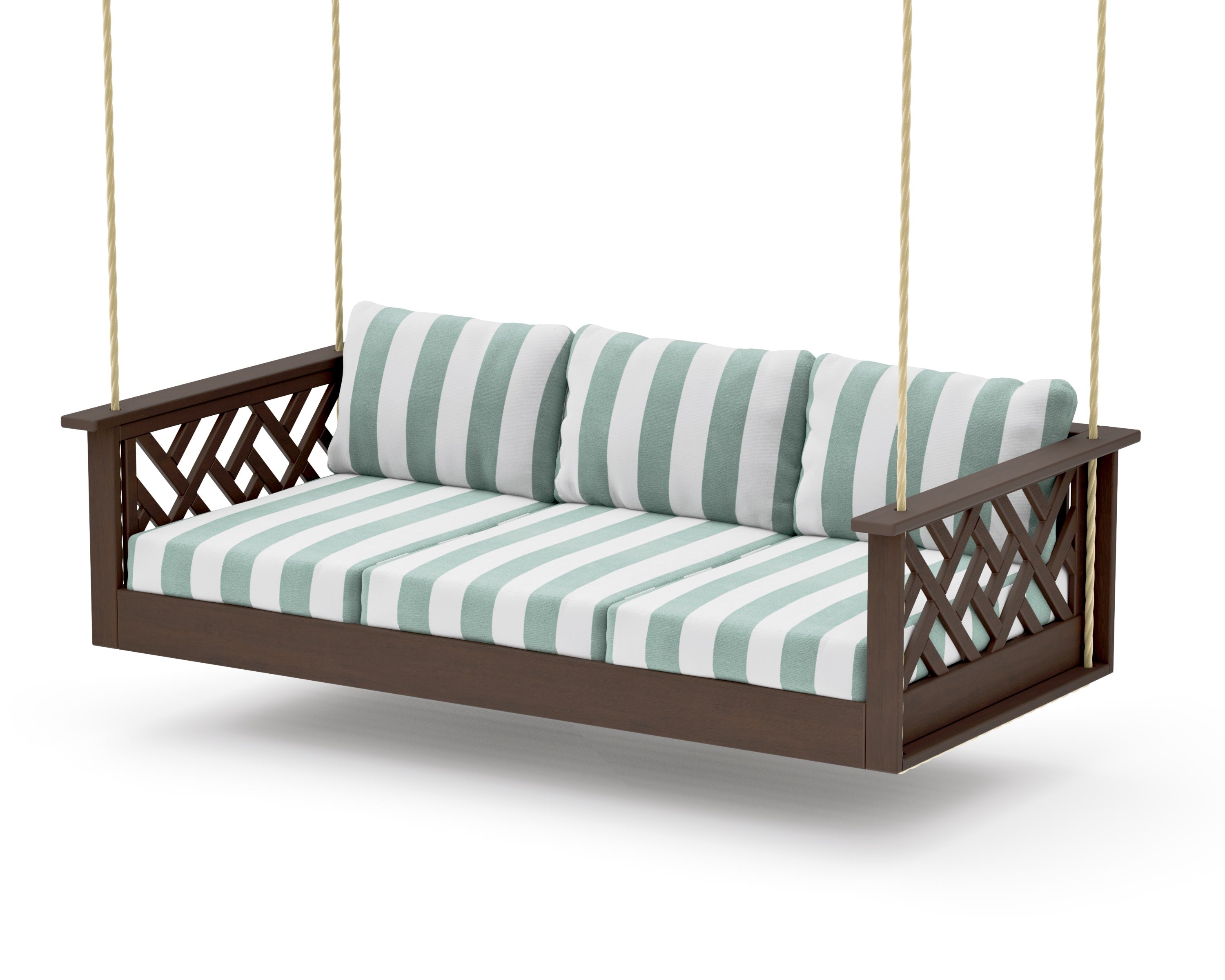 Chippendale Daybed Swing in Kona / Cabana Stripe Glacier Spa