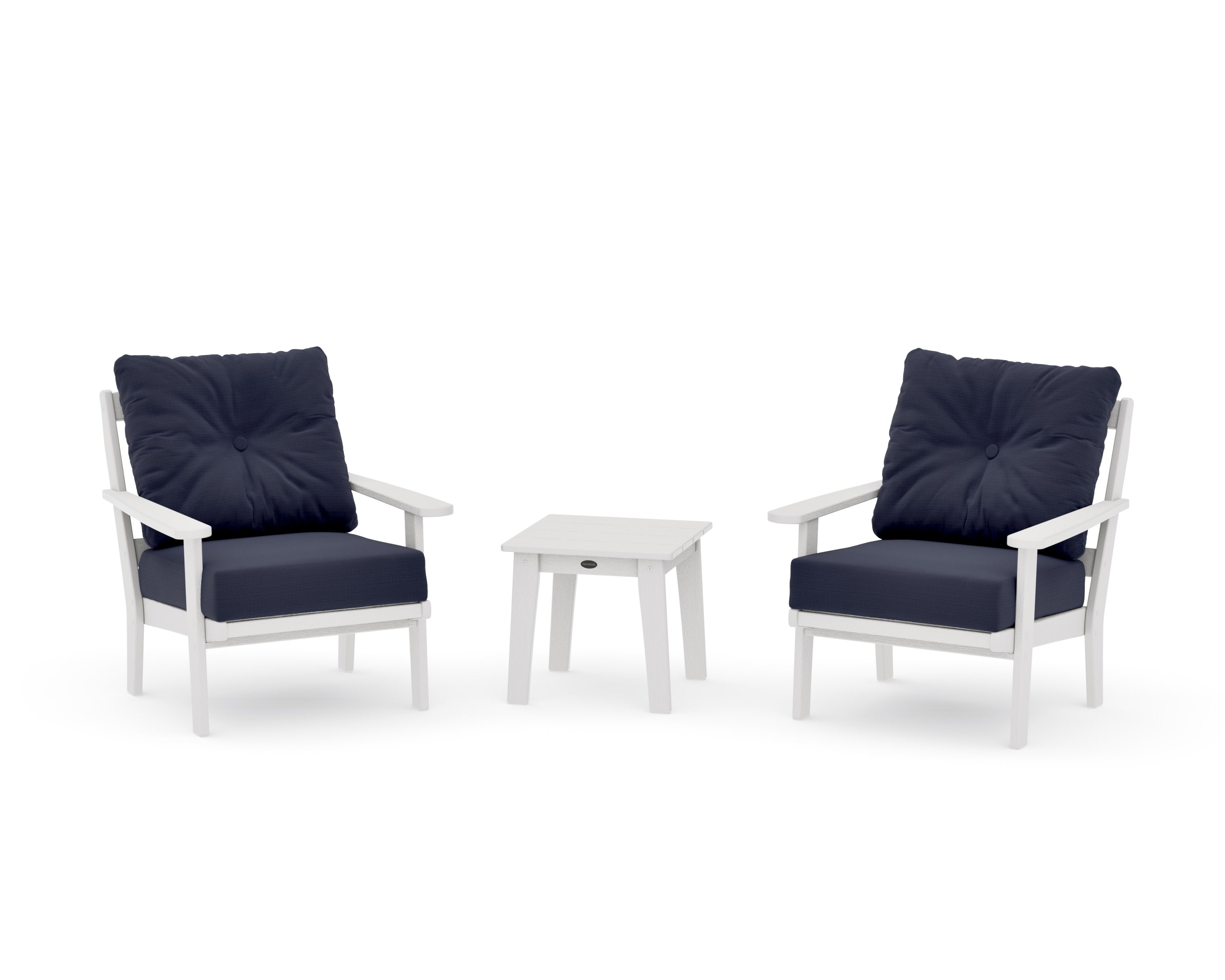 Mission 3-Piece Deep Seating Set in Vintage White / Navy Linen