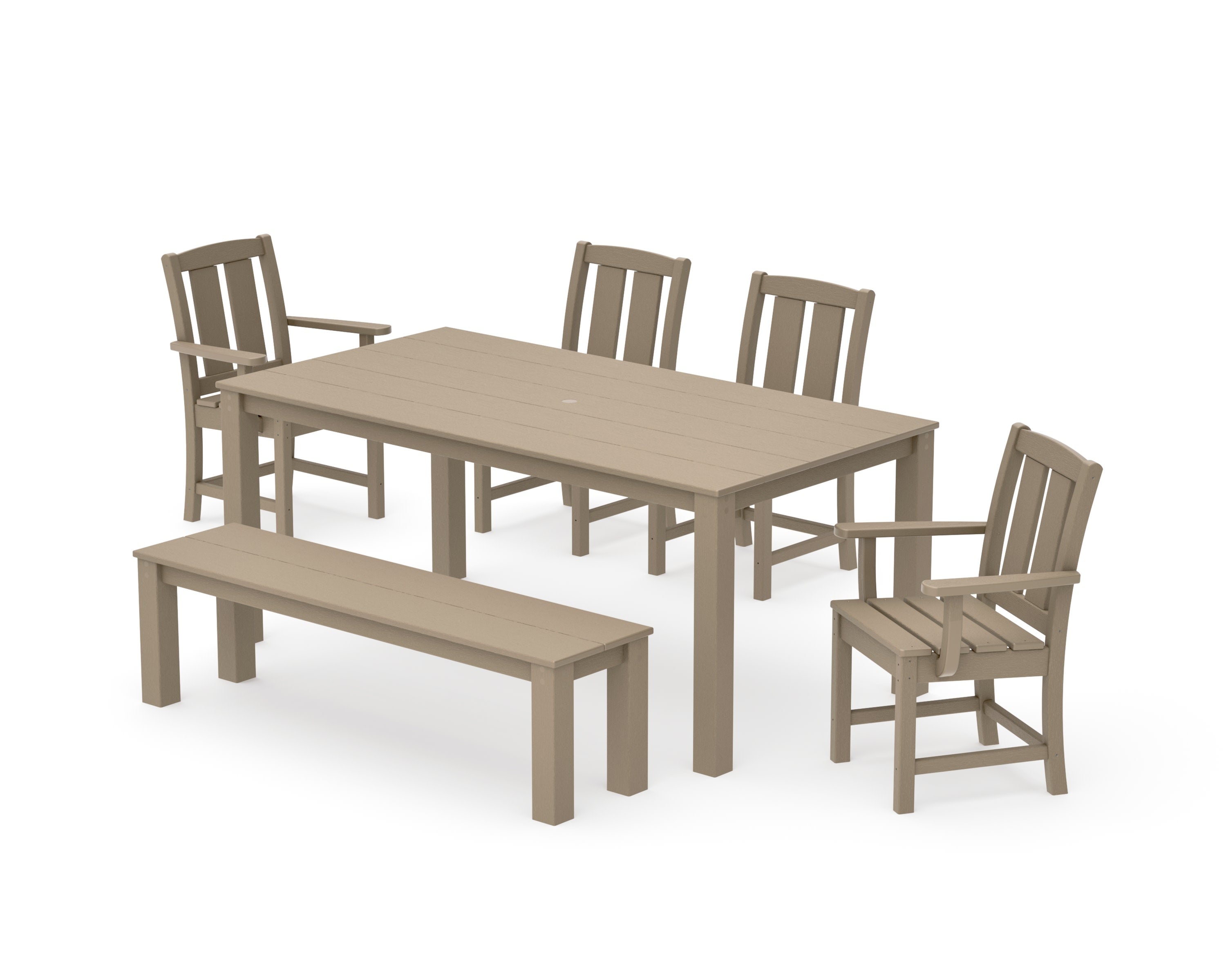 Mission 6-Piece Parsons Dining Set with Bench in Vintage Sahara