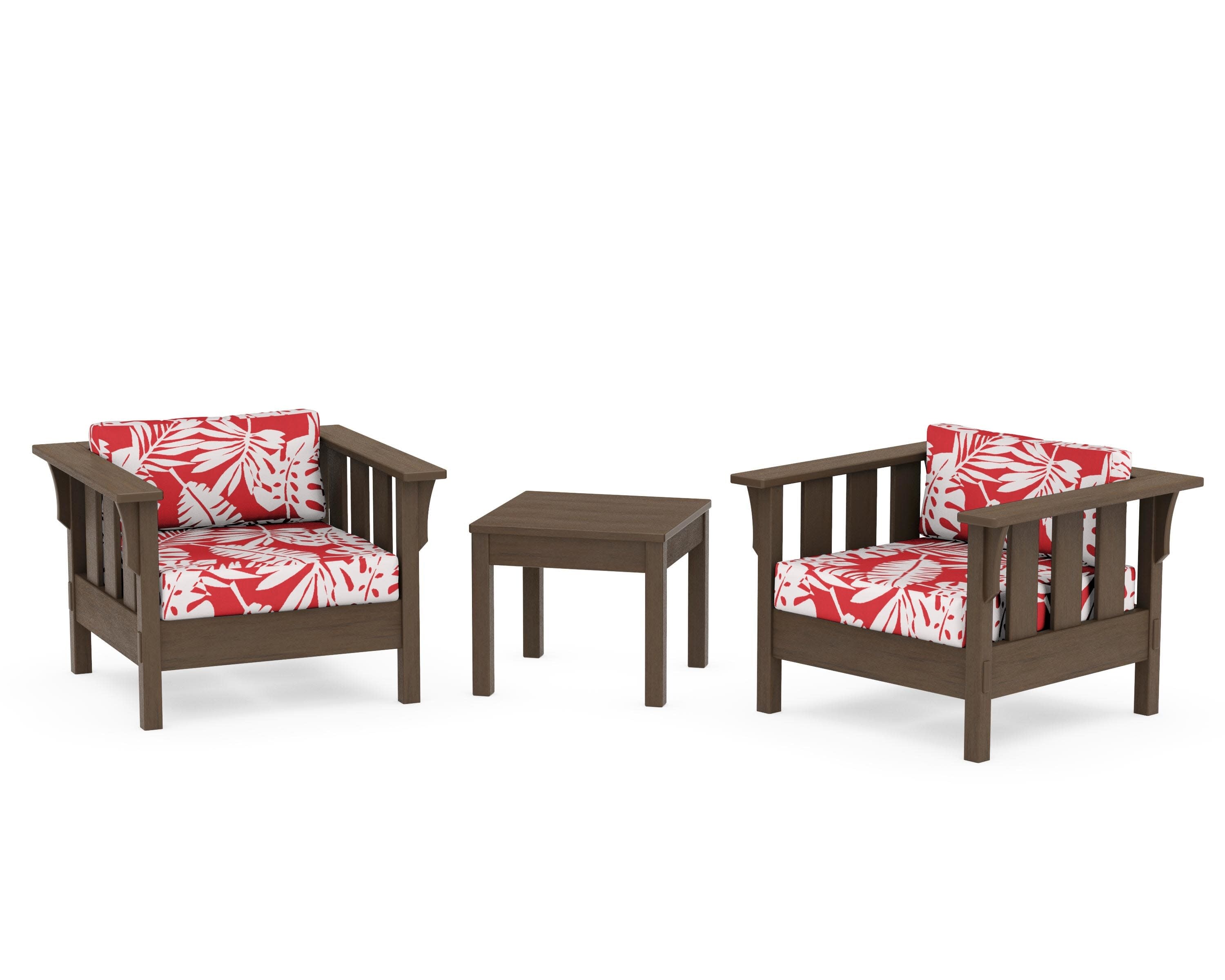 Acadia 3-Piece Deep Seating Set in Kona / Leaf Crimson