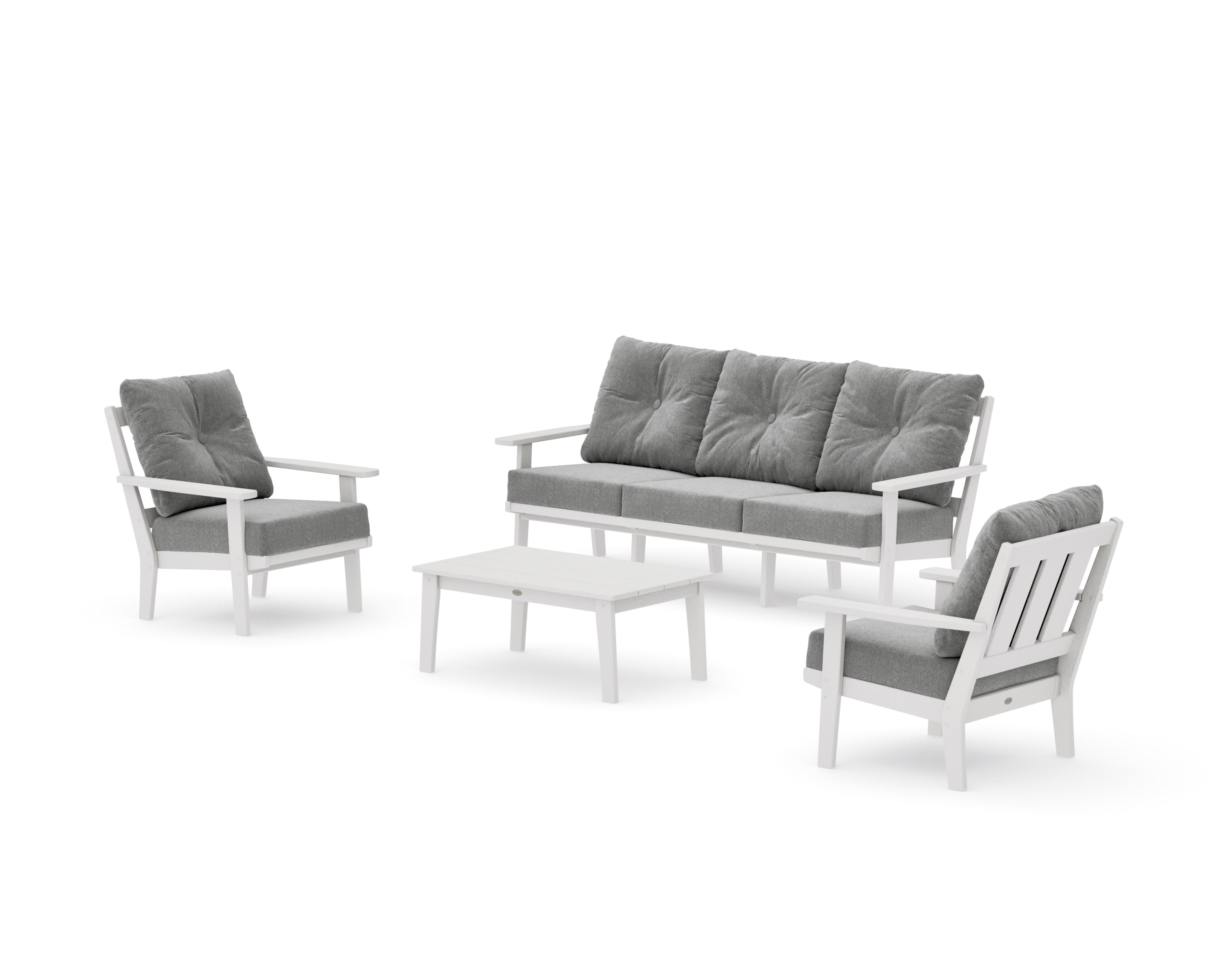 Oxford 4-Piece Deep Seating Set with Sofa in Vintage White / Grey Mist