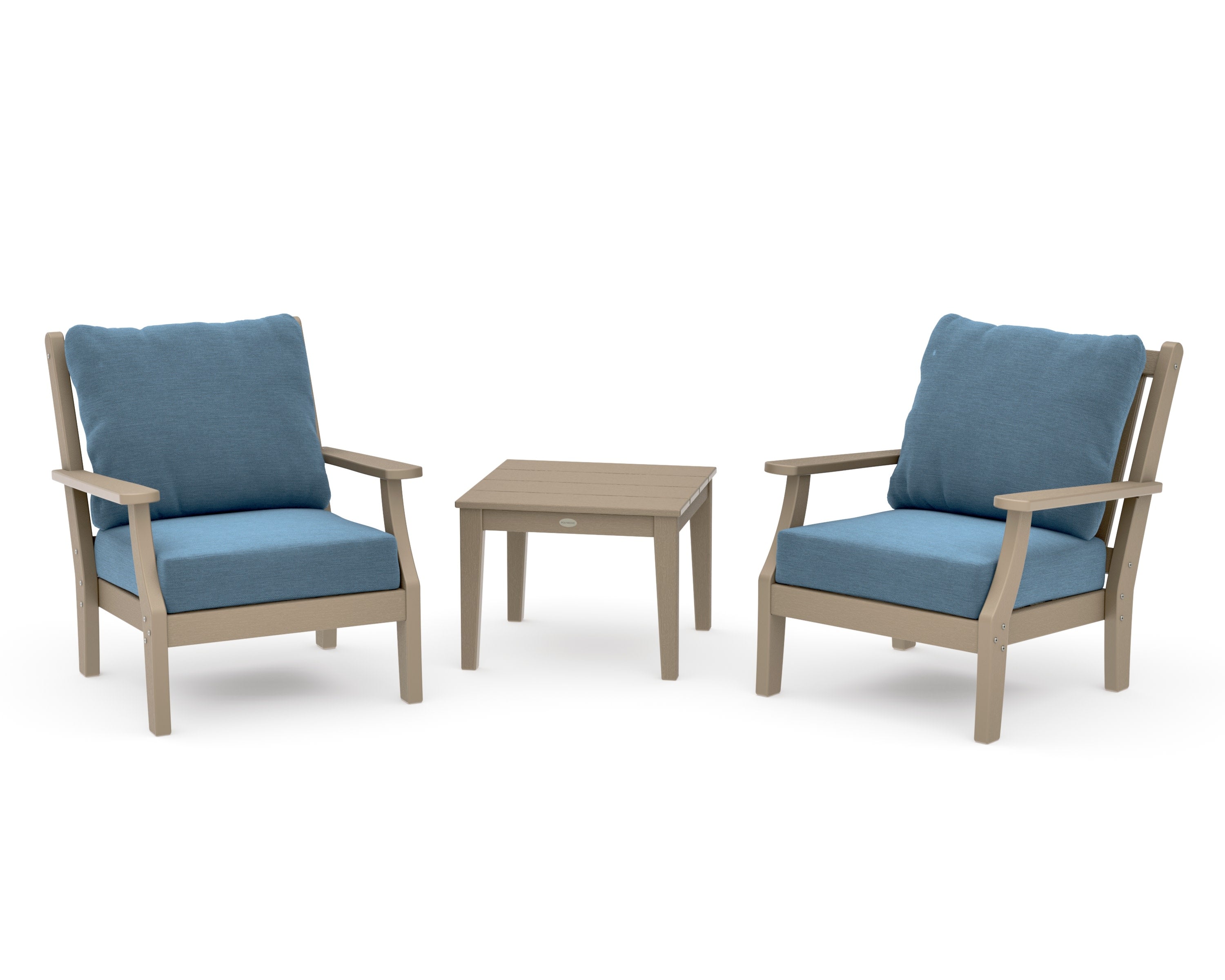 Wovendale 3-Piece Deep Seating Set in Vintage Sahara / Sky Blue