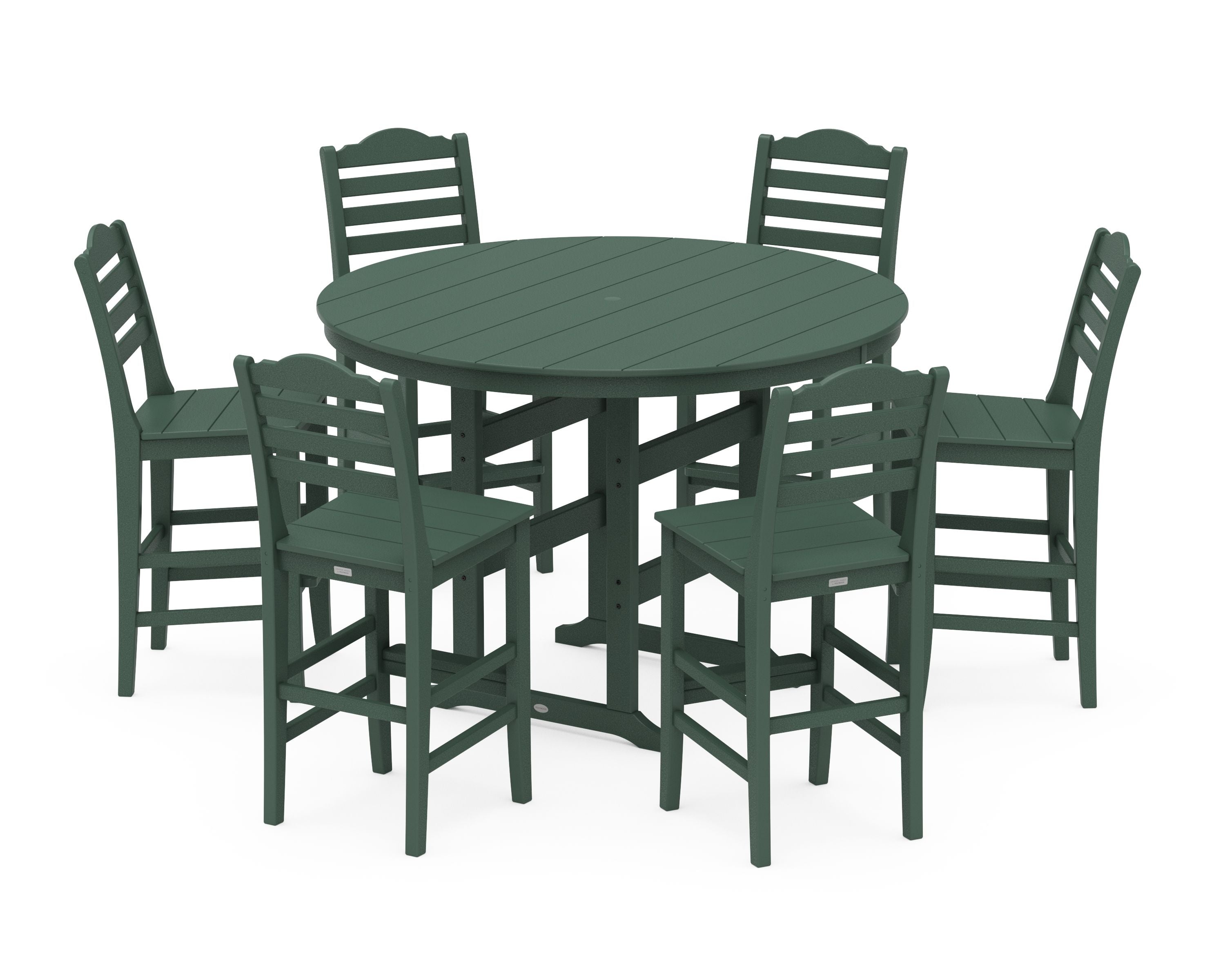 Savannah 7-Piece Farmhouse Side Chair Round Bar Set in Green
