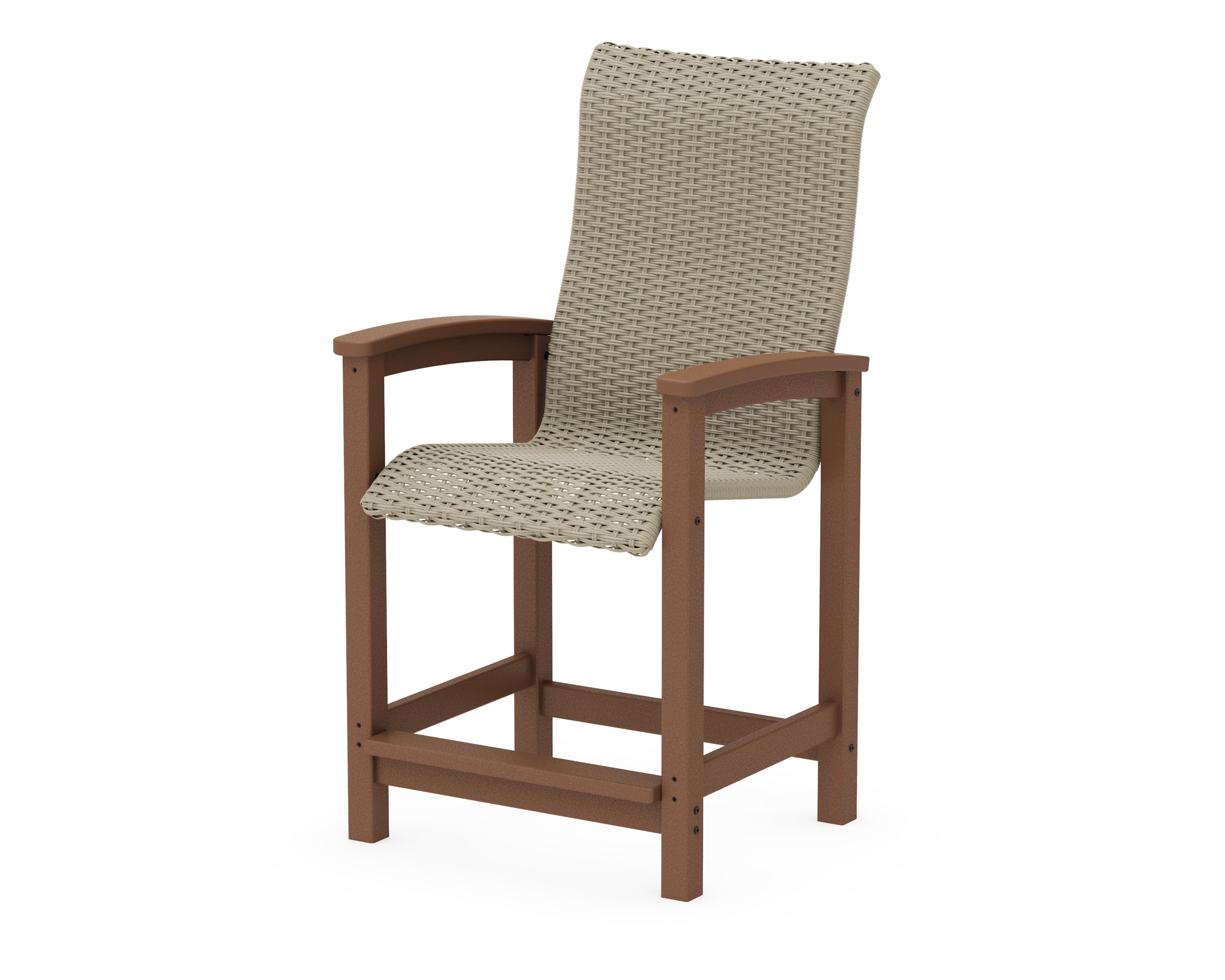 Coastal Woven High-Back Counter Chair in Teak / Dune Grass