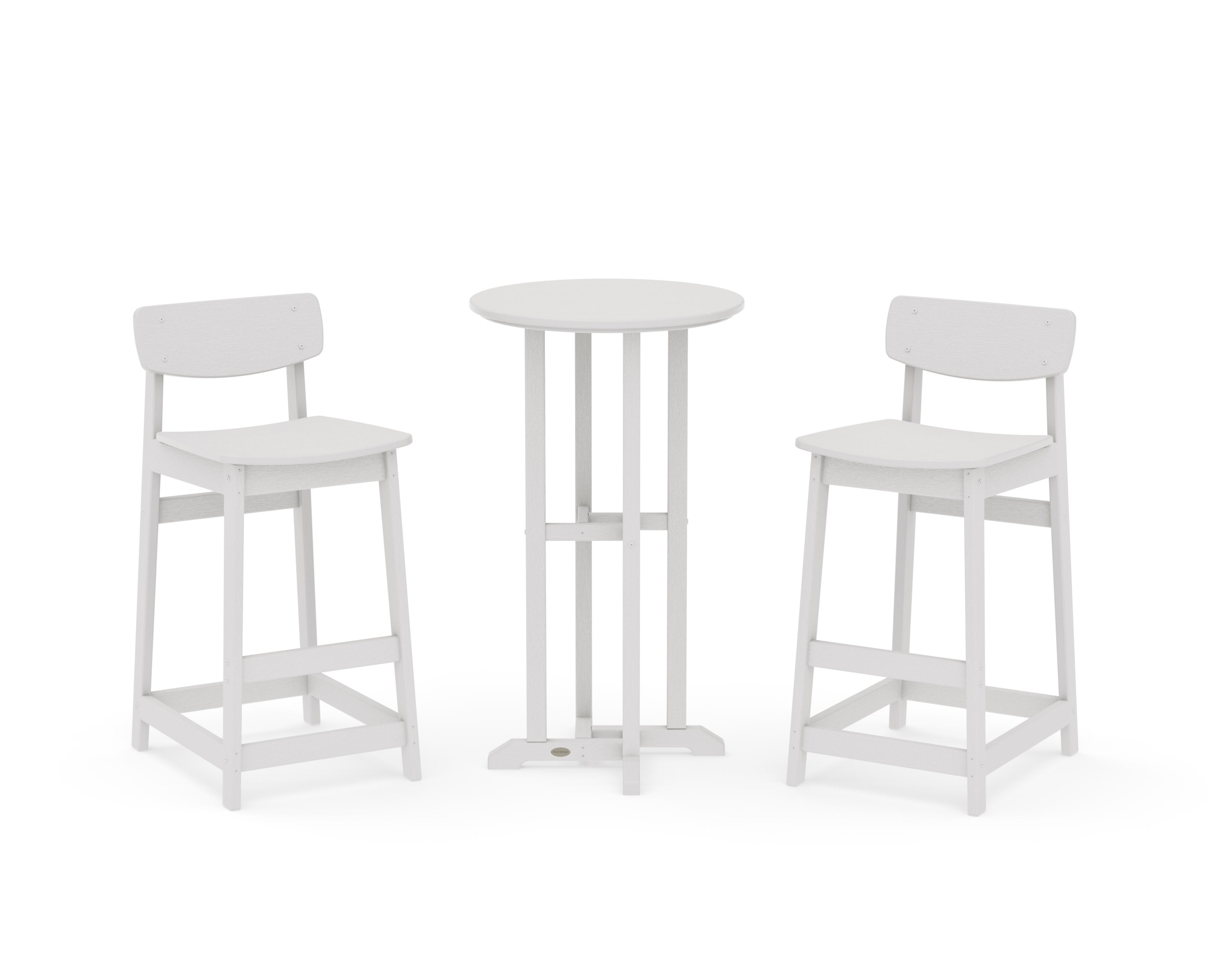 Modern Studio Urban Lowback Bar Chair 3-Piece Bistro Set in Vintage White